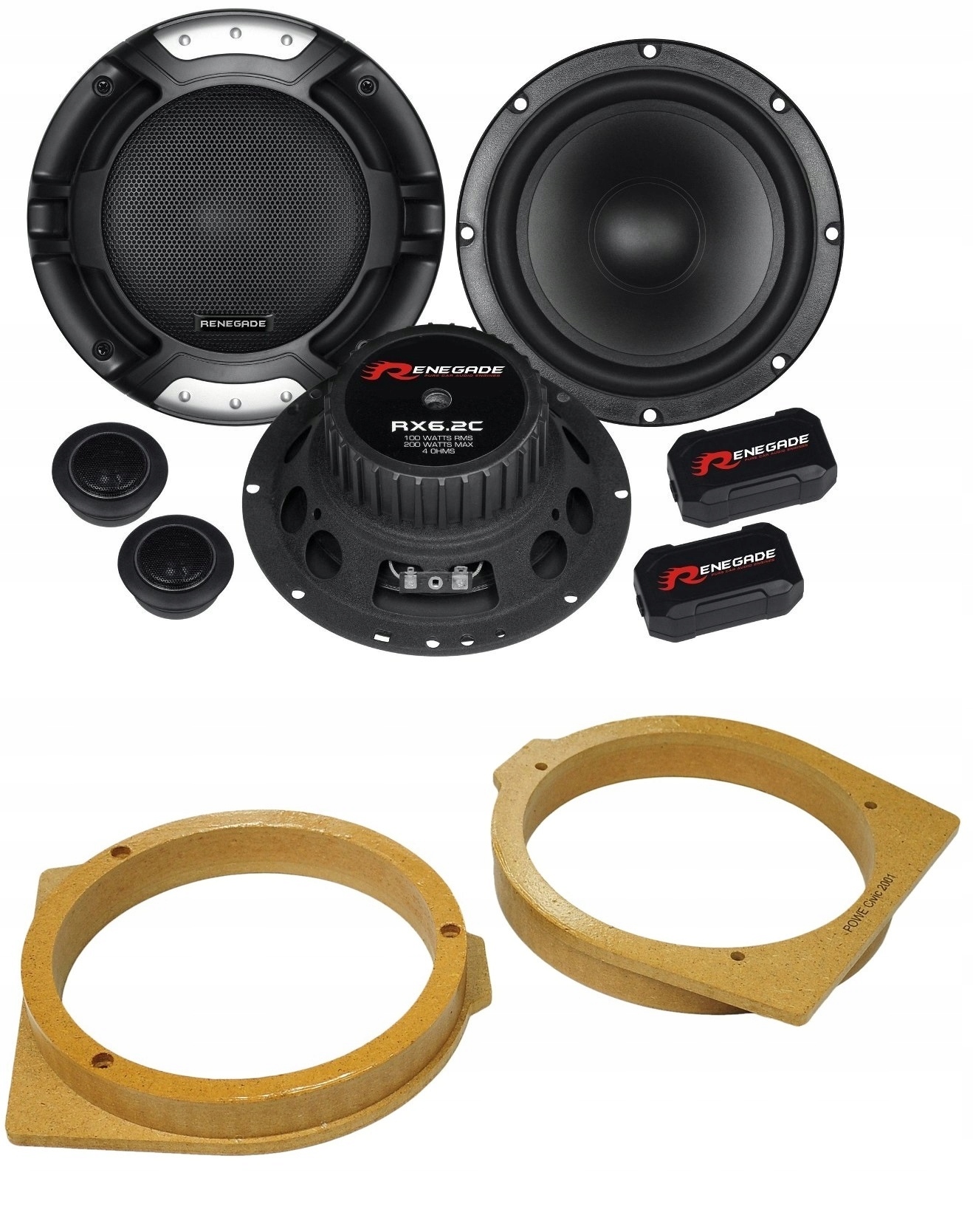 Automobilové reproduktory 165 mm Renegade RX6.2C Honda Civic VII 7 Vzdialenosť