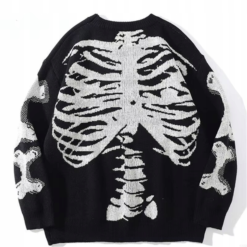 Pánský oversize svetr s kostrou, motivem kostí, skeleton streetwear L