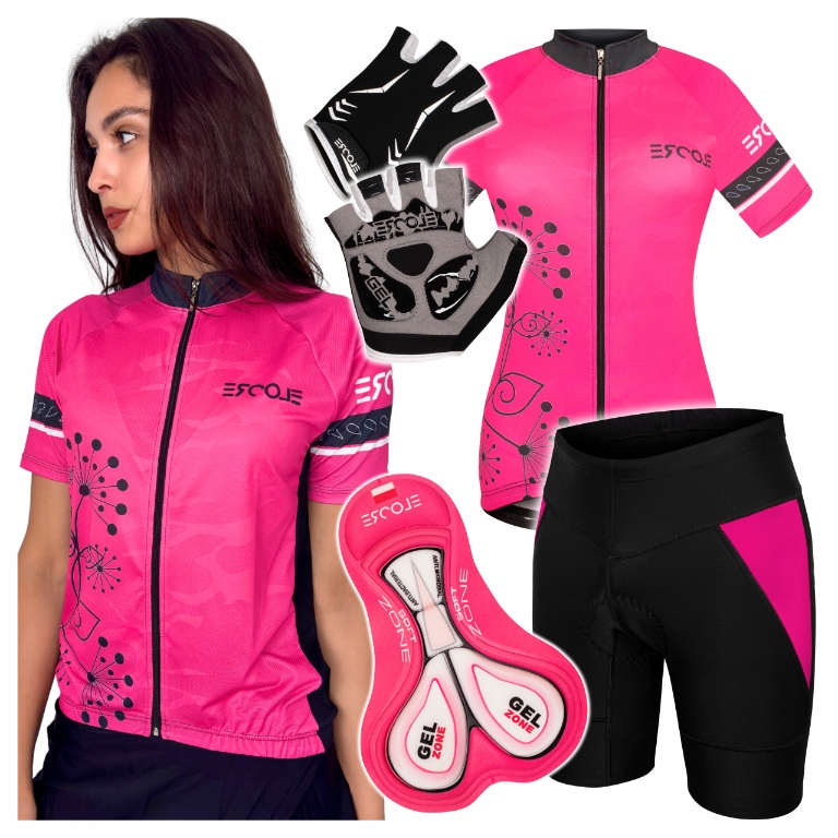Cyklistický komplet Dámský cyklistický oblek velikost S M Tričko Kraťasy Rukavice