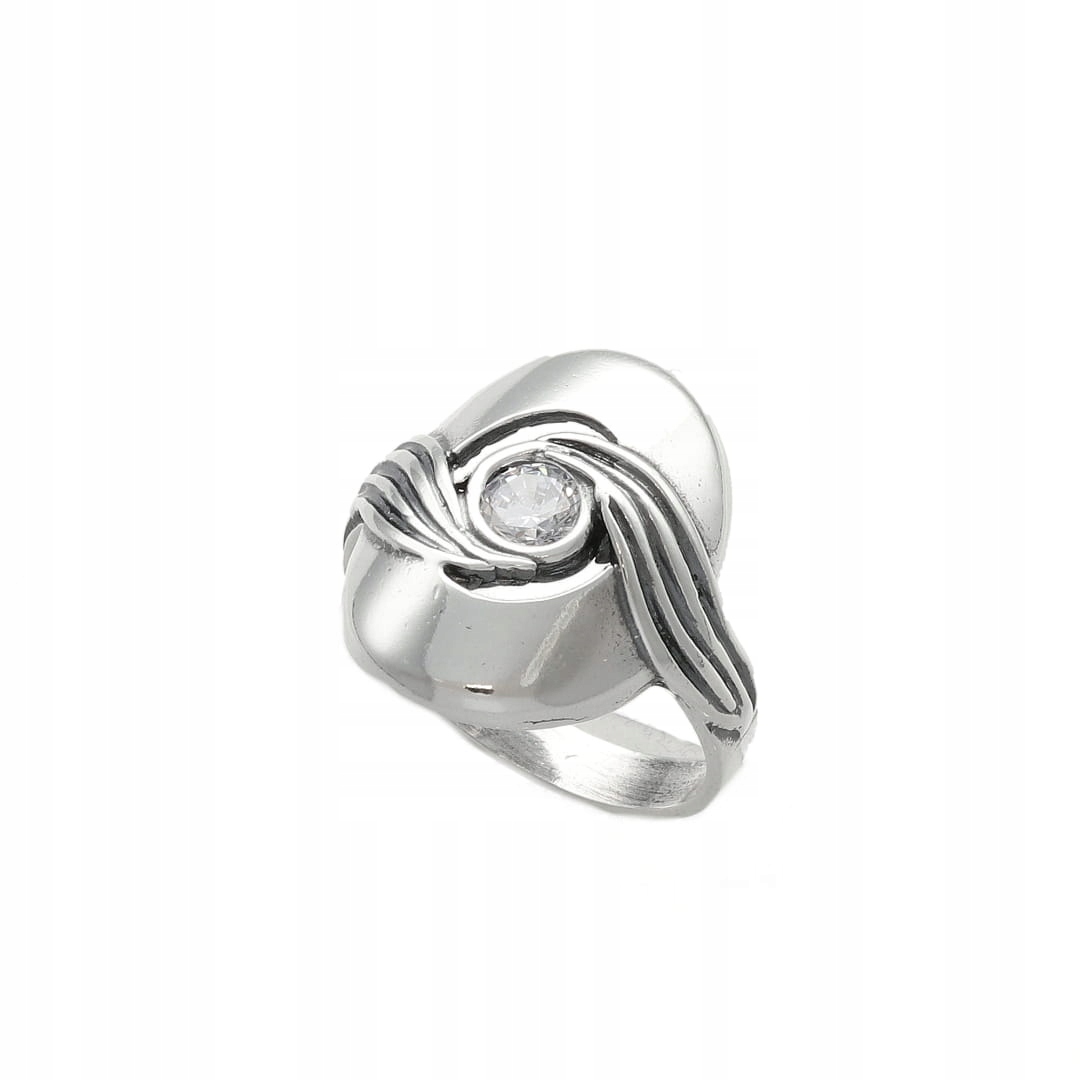 Oválný Prstýnek s kubickou zirkonií, oxidované stříbro vel. 22