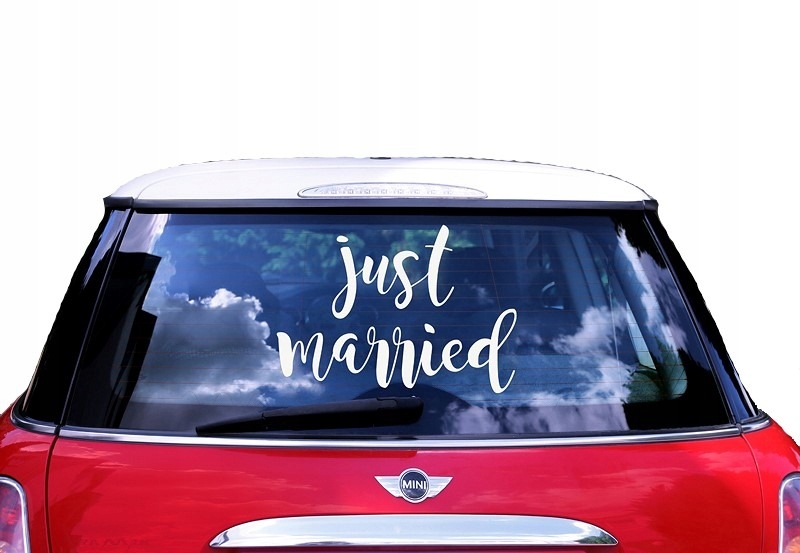 NAKLEJKA ŚLUBNA NA SAMOCHÓD JUST MARRIED DEKORACJA