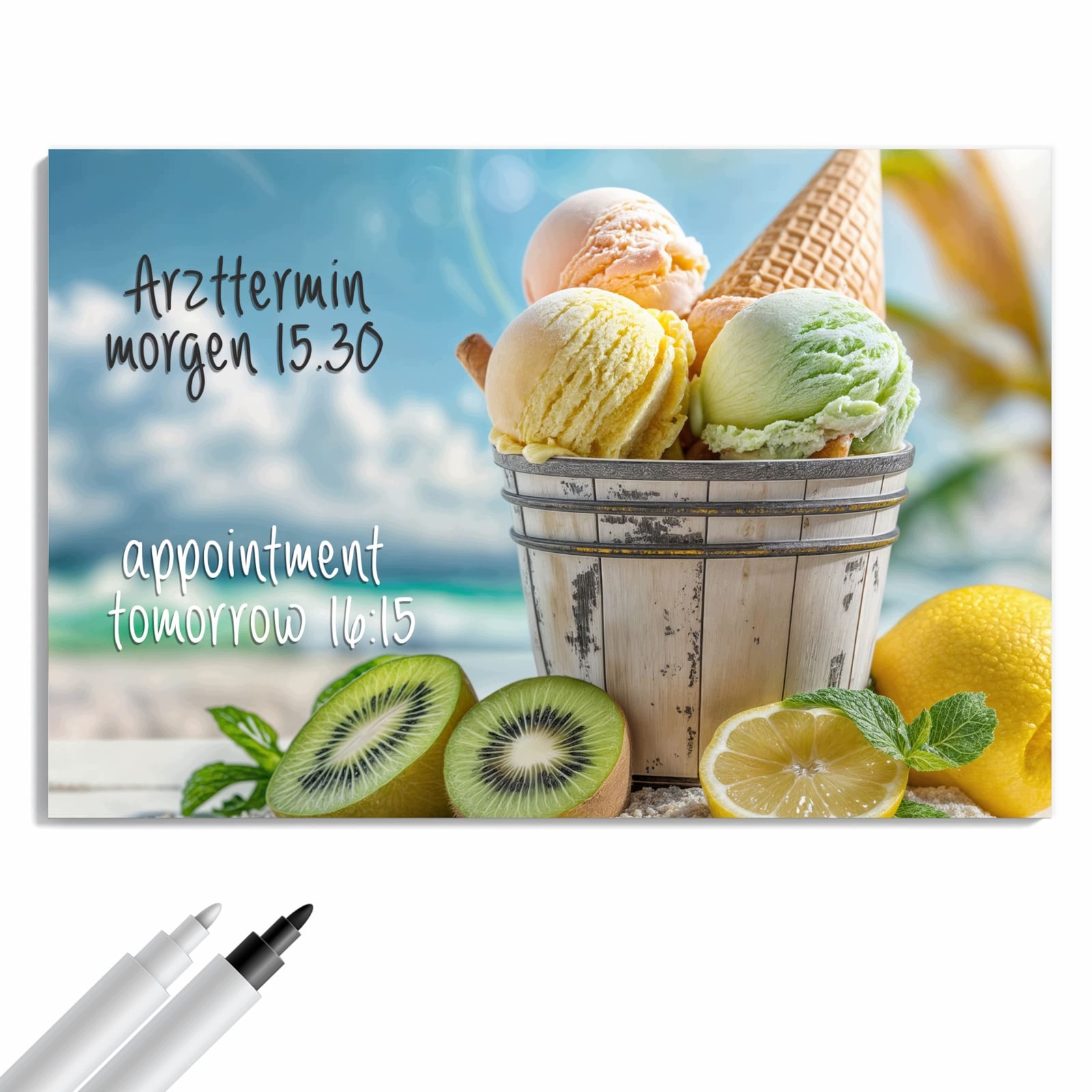 Magnetická tabule Barevné Zmrzlina na pláže 90 × 60 cm