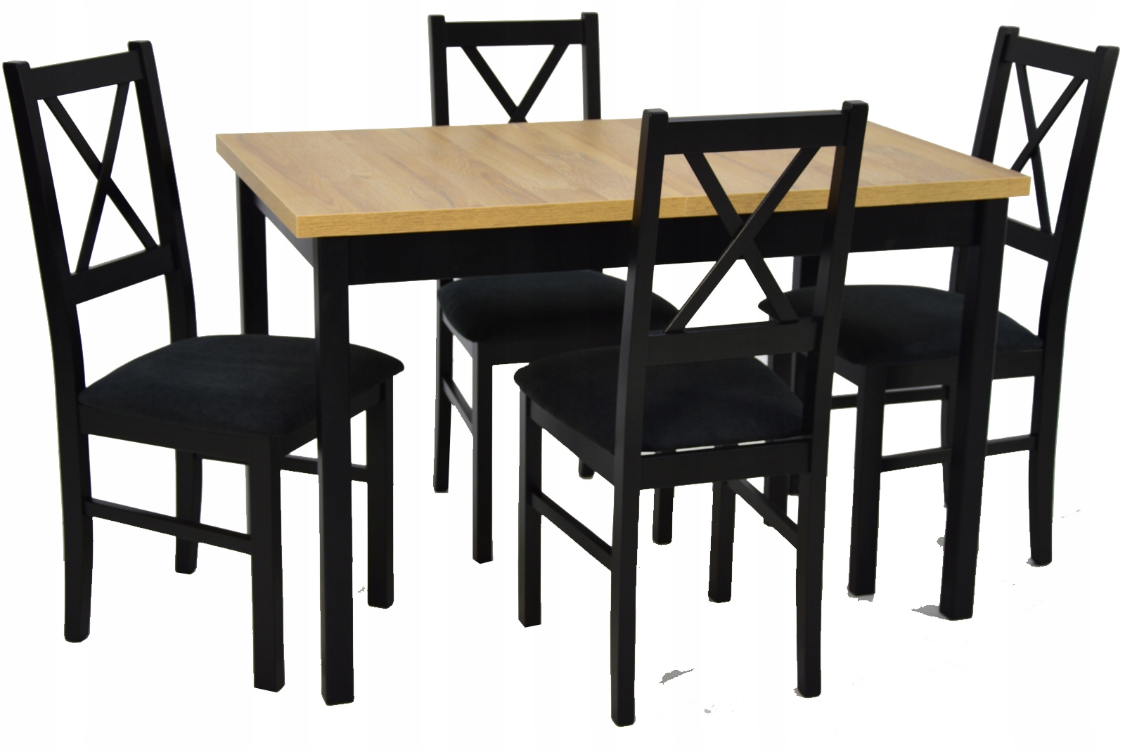 Rozsuwany stół 70x120/160 z 4 krzesłami z drewna