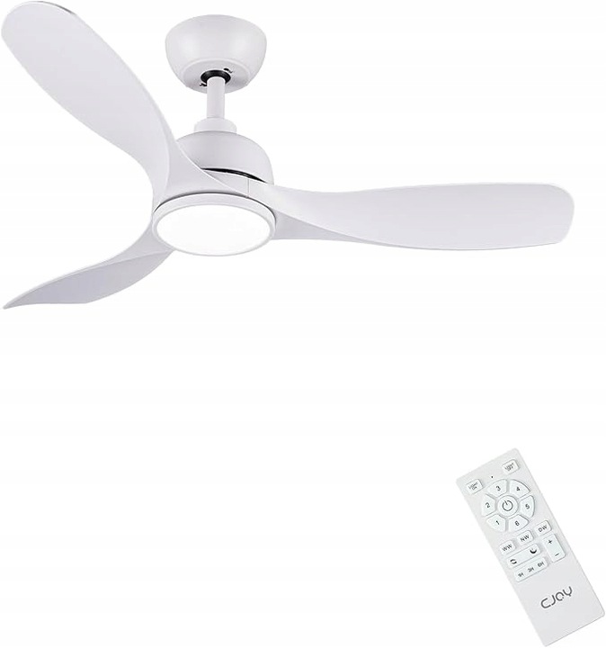 Biely stropný ventilátor s svetlom a diaľkovým ovládaním Cjoy Biely