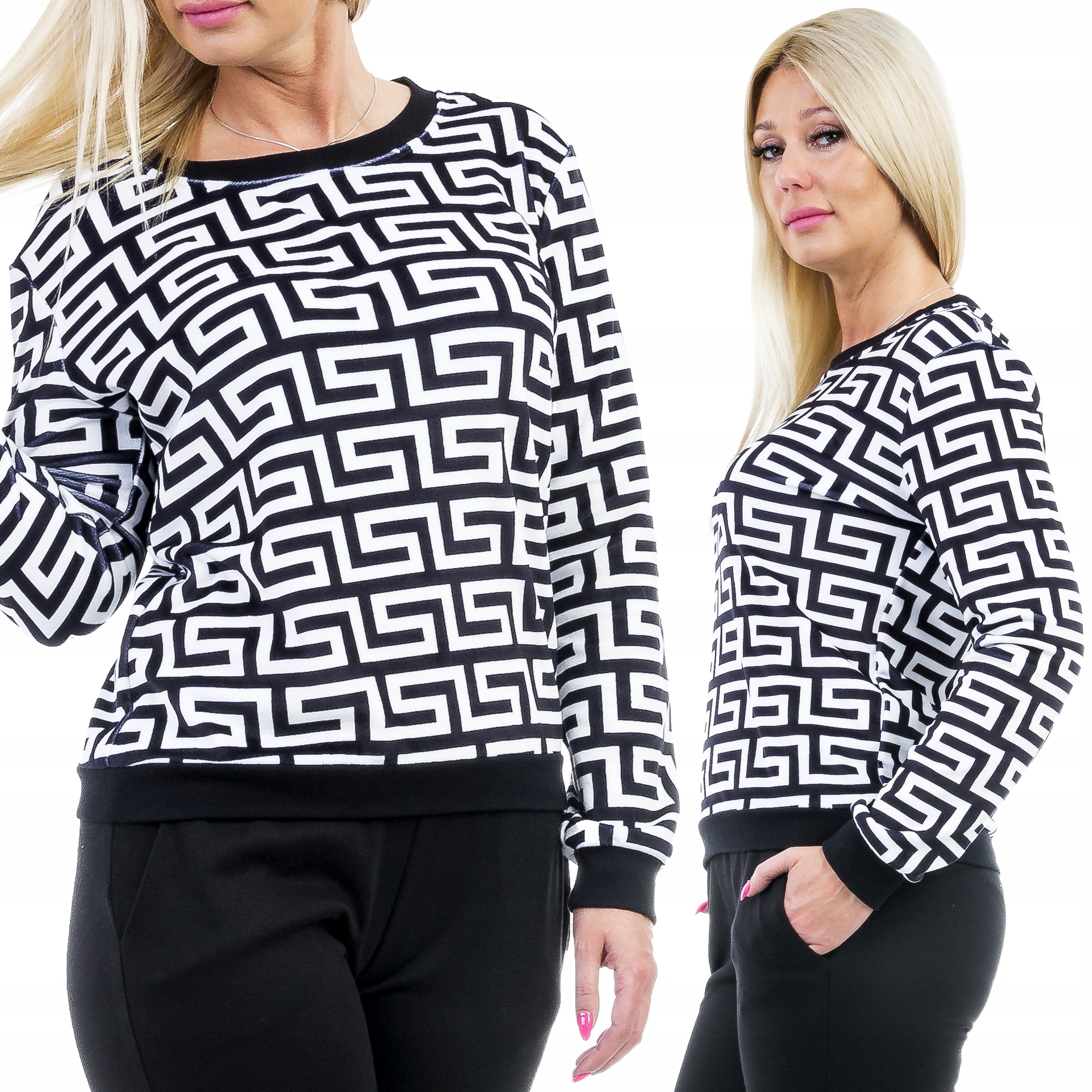 

M206 Bluza Welurowa Czarno-biała r 50 (5XL)