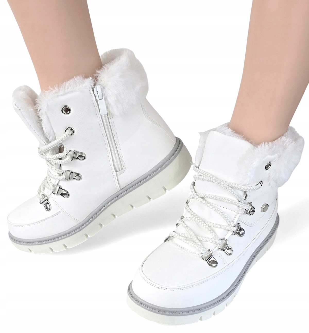 Kozačky na zip Sněhule s kožešinou Trepy Šněrovací Teplé Dámské *41*