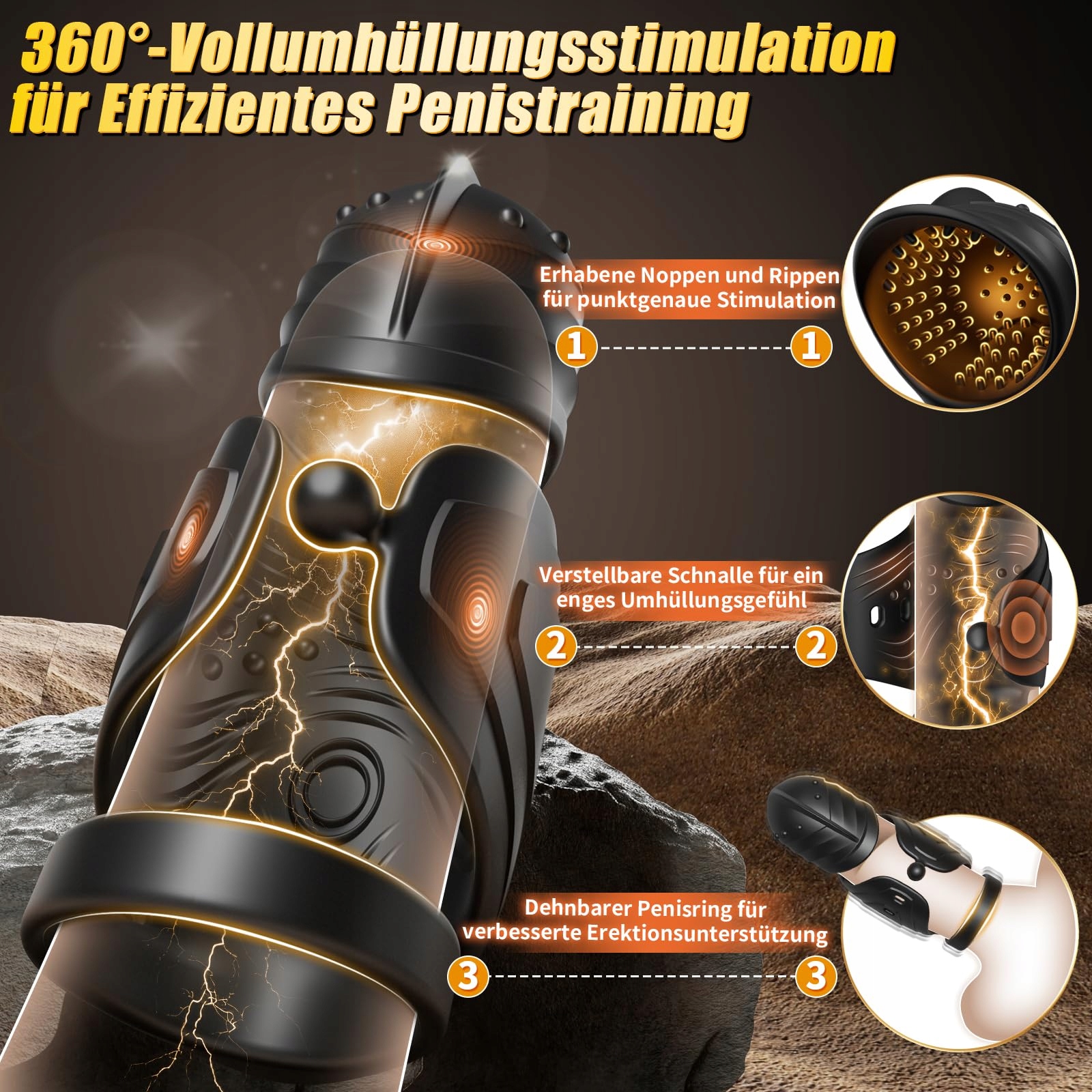 PENIS VIBRATOR 360° Obrotowa Głowica I Wibracje Dla Mężczyzn — miniatura 4