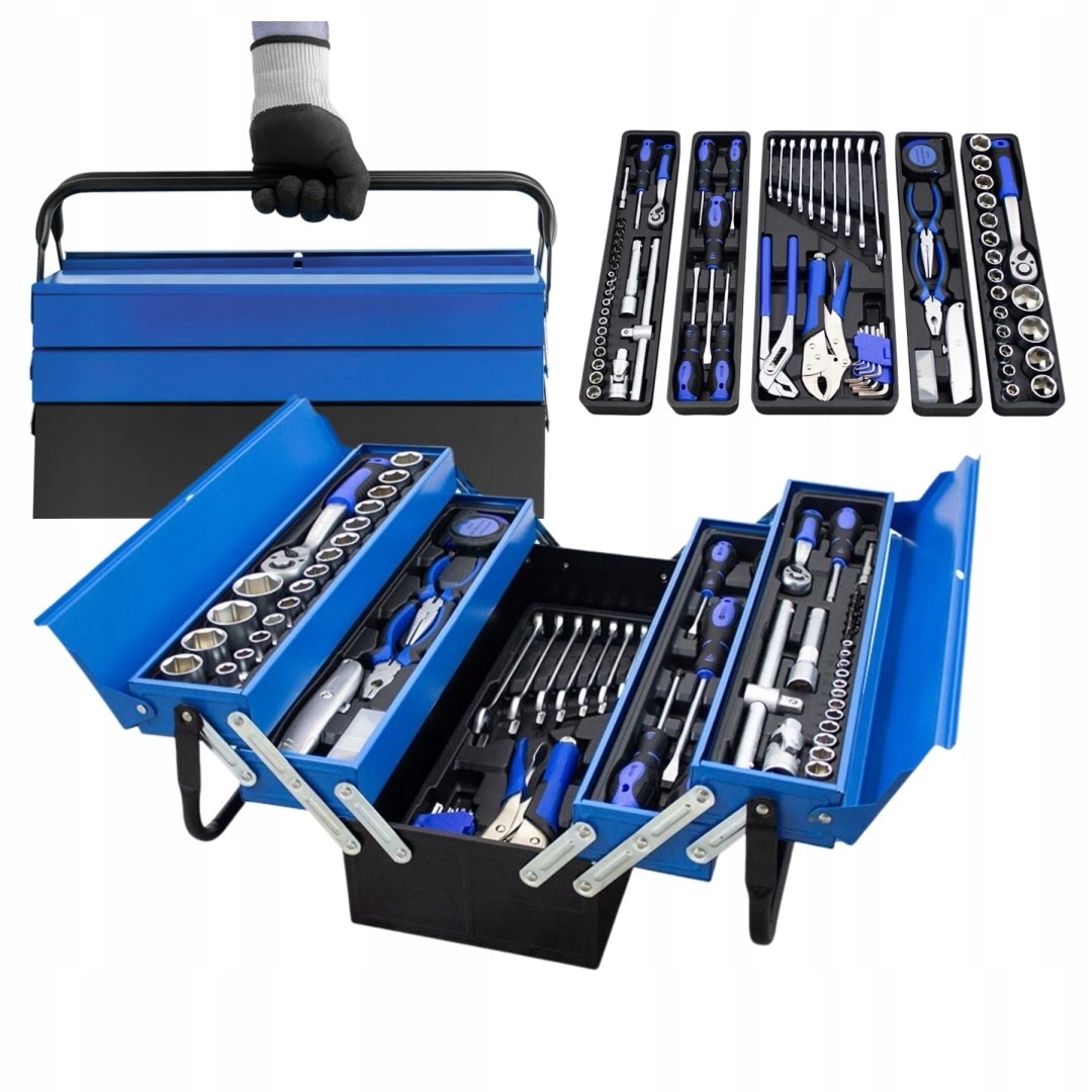 Skrinka na náradie 85ks modrá dielenský set trvalá organizácia