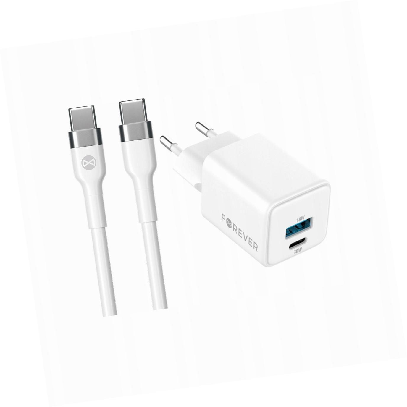 Szybka ładowarka GaN 30W 2 wejścia Usb i Usb-c z kablem do Xiaomi 15 Pro