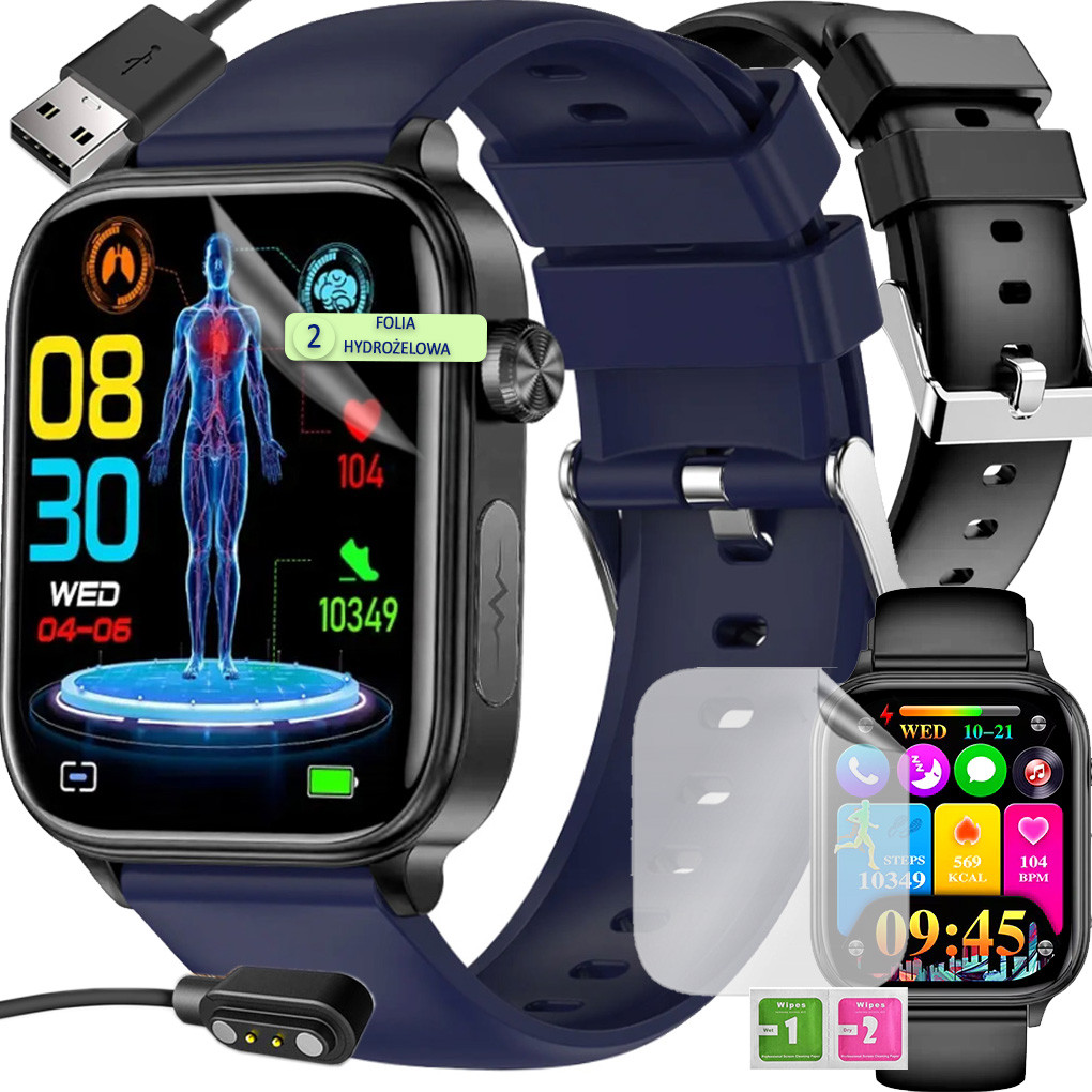 2 x Chytré Hodinky Hodinky S Hovory A Glukózou Měření Cukru Teplota Prob