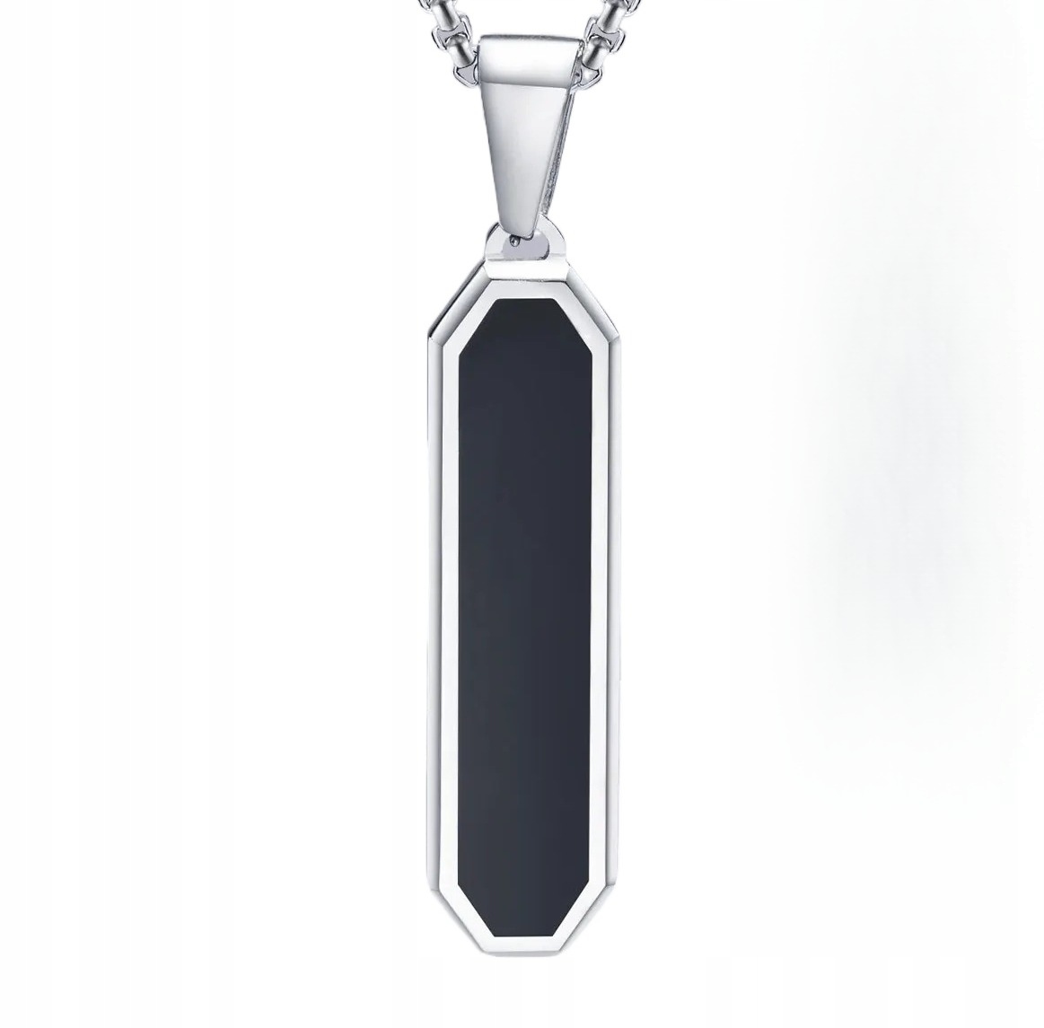 Ležérní černý minimalistický geometrický přívěsek z nerezové oceli