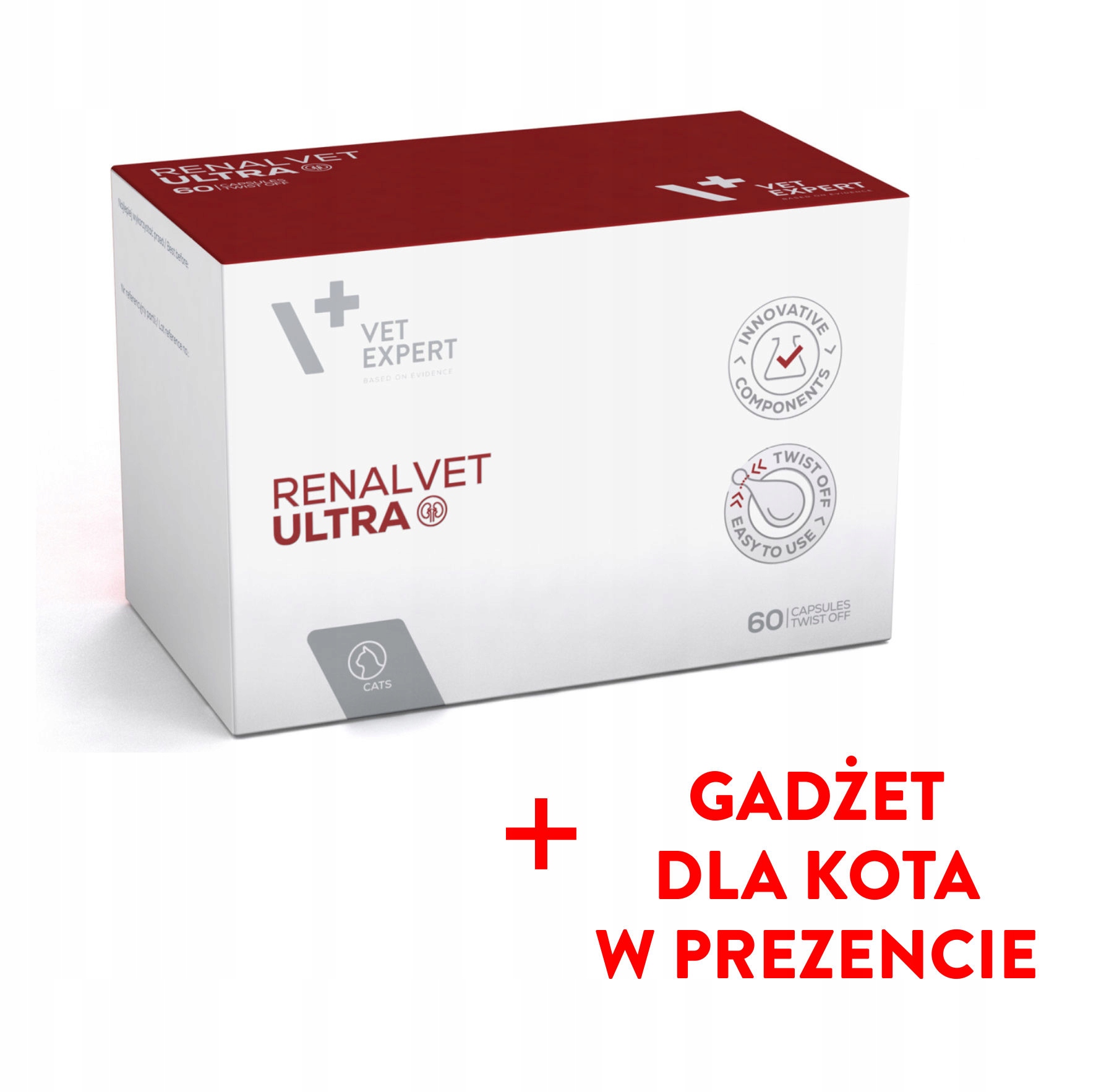 Vet Expert Renalvet Ultra wspierający funkcje nerek u kotów+gadżet dla kota