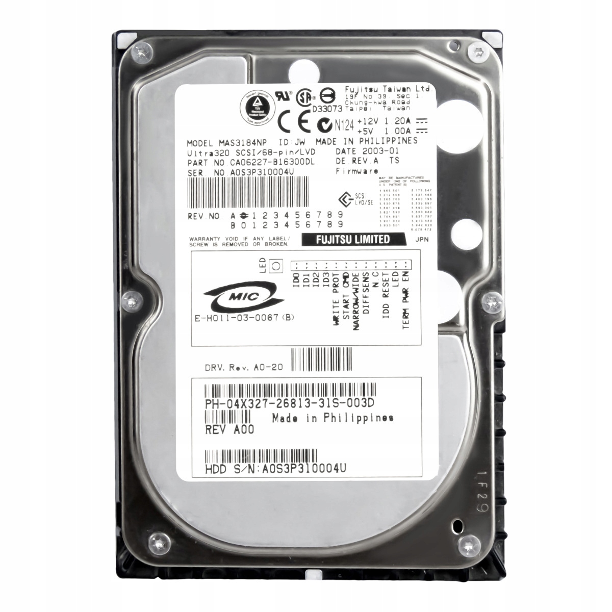 Dell 04X327 18.4GB 15K 8MB Scsi U320 3.5'' MAS3184NP