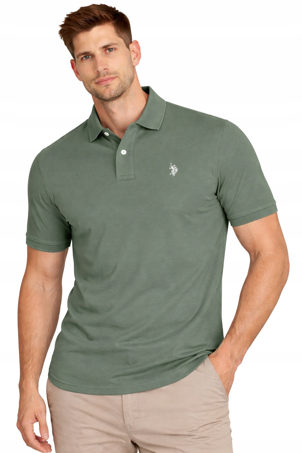 U.s. Polo Assn. Pánská Polokošile MUP3312-B29, zelená bavlněná výšivka