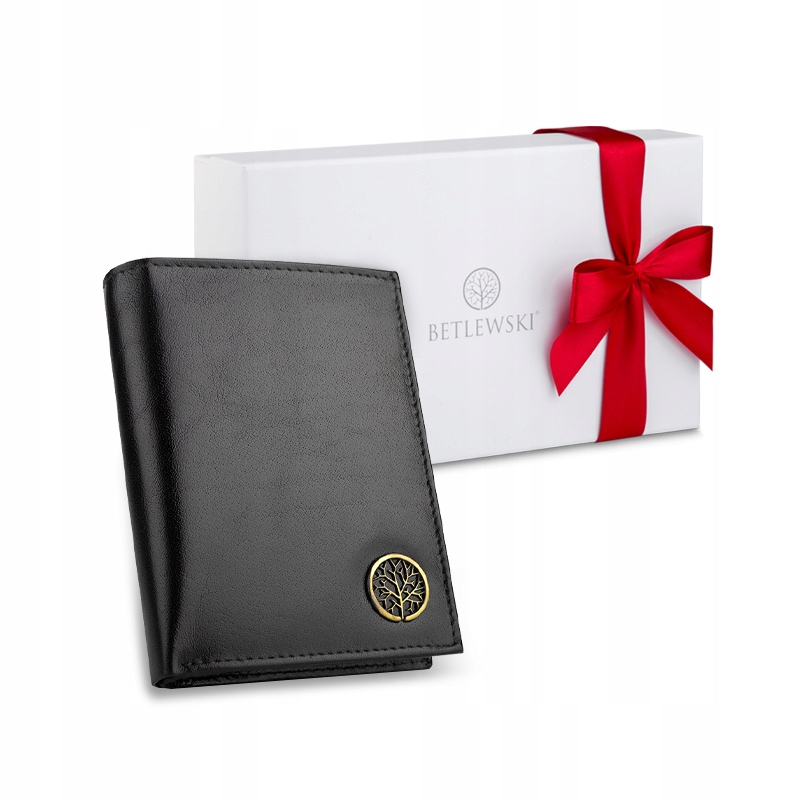 Betlewski Skórzany portfel w pudełku prezentowym z kokardą dla bliskich