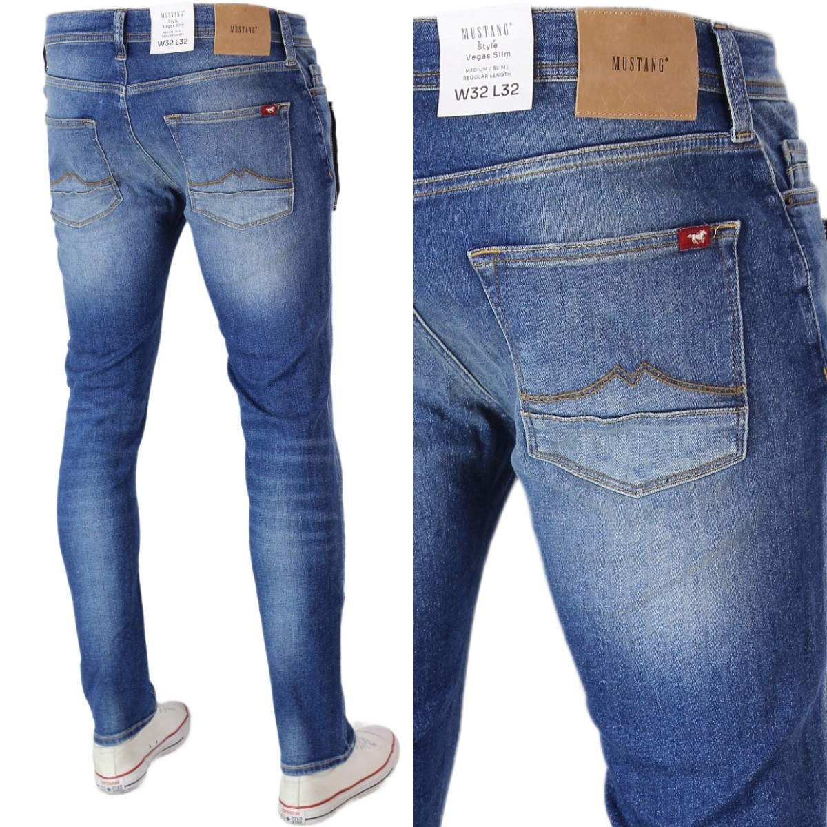 Mustang Vegas Slim Spodnie Jeans dziury_ W32 L32