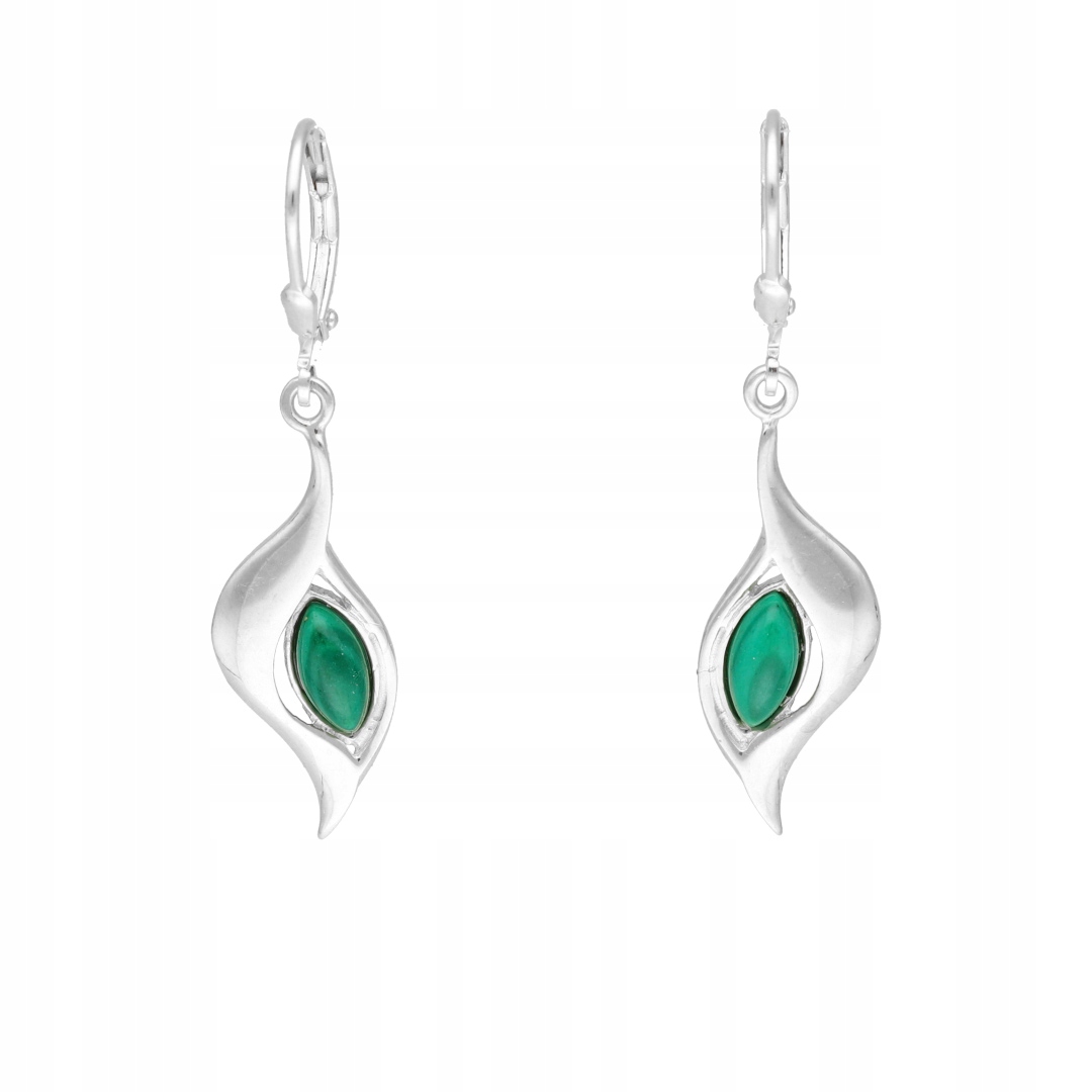 Náušnice s malachitem slza stříbro
