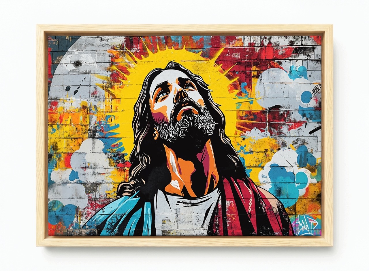 Obraz Rám Americký Box Cihlová Zeď Graffiti Street Art Portrét Ježíš 120x80