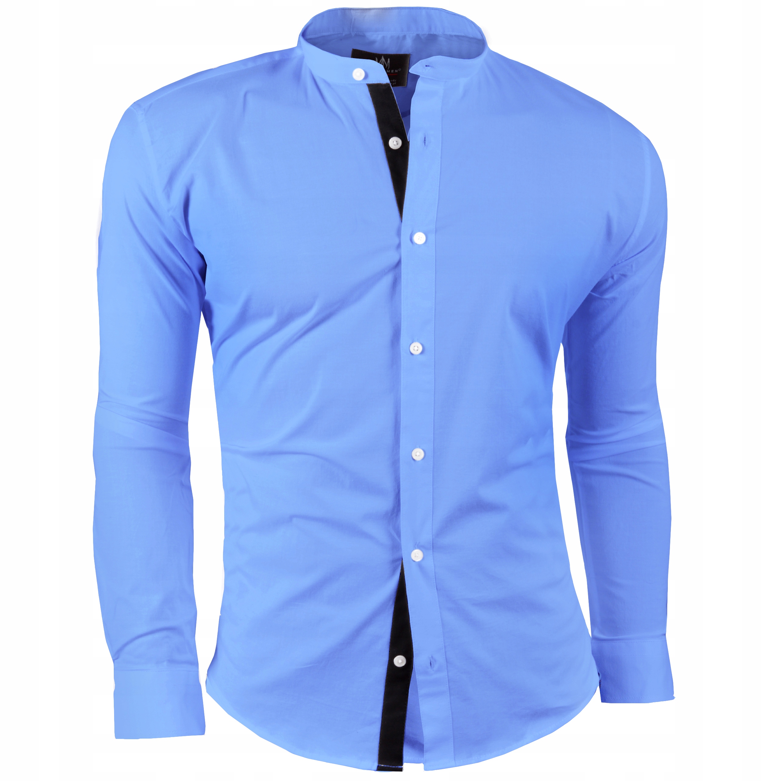 Koszula Męska Kontrast Ślub Wesele Stójka