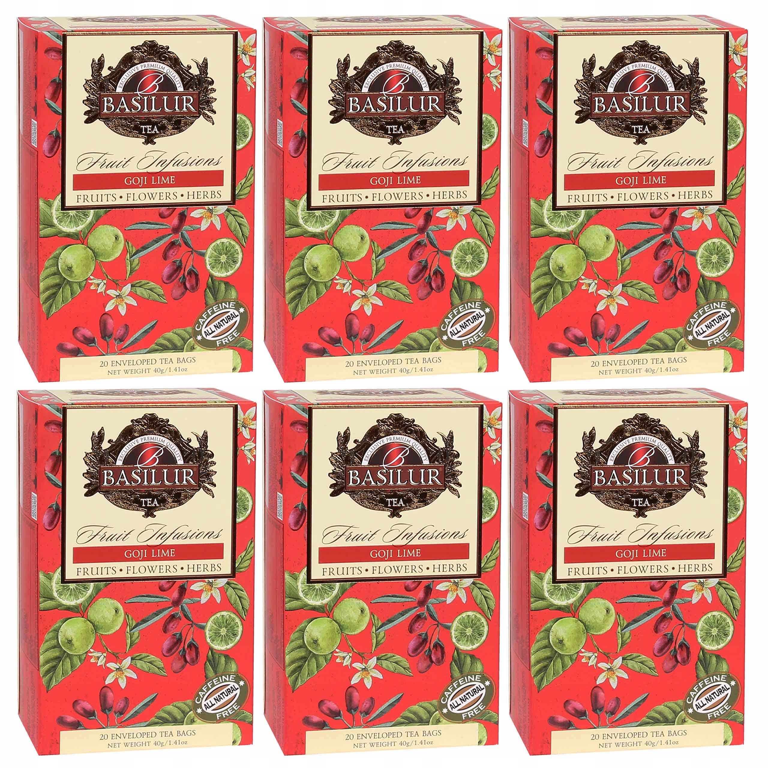 Basilur Owocowa herbata bezkofeinowa w saszetkach 20 x 2 g