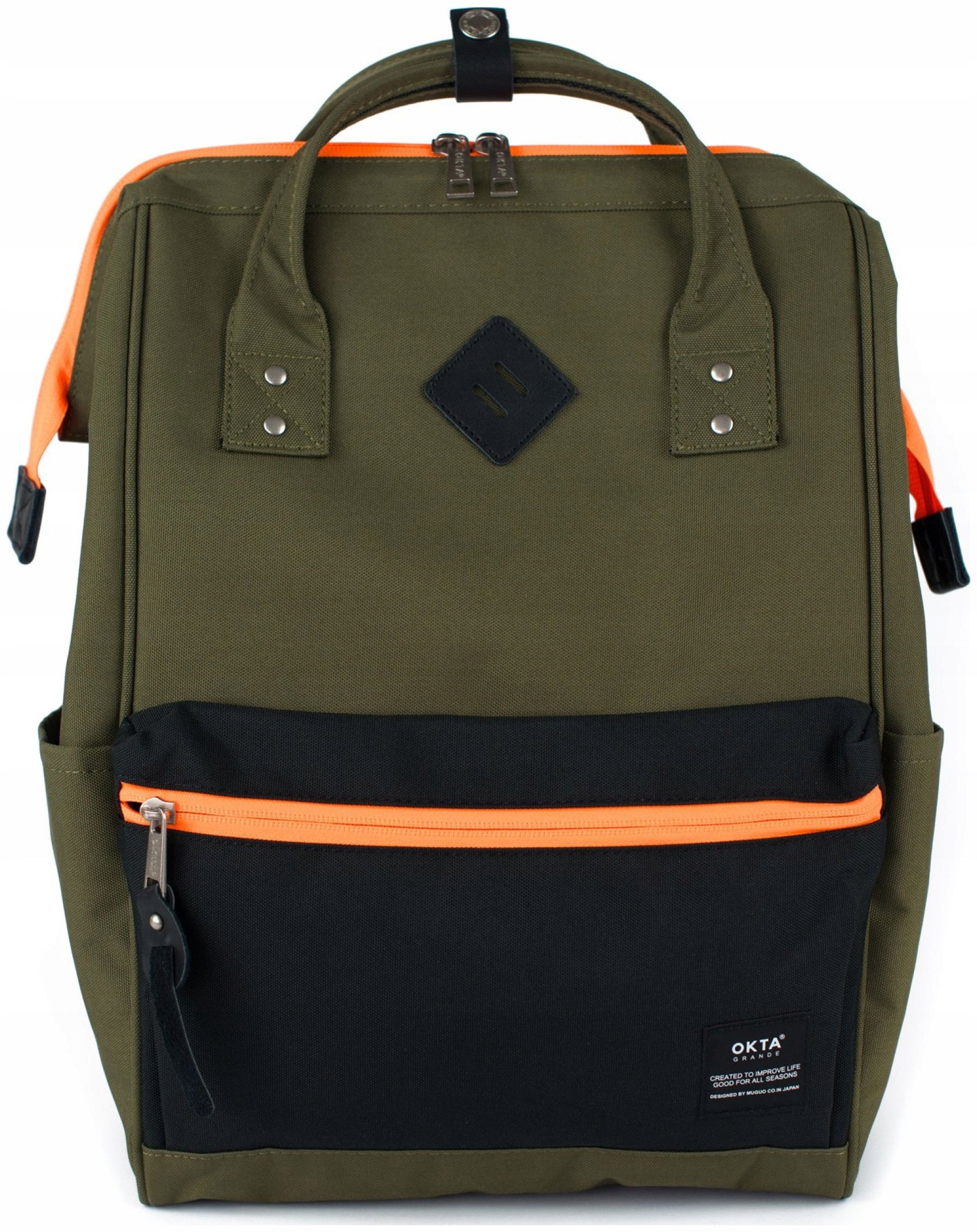 Batoh na notebook Himawari Okta Neon M do práce do školy, prostorný, khaki