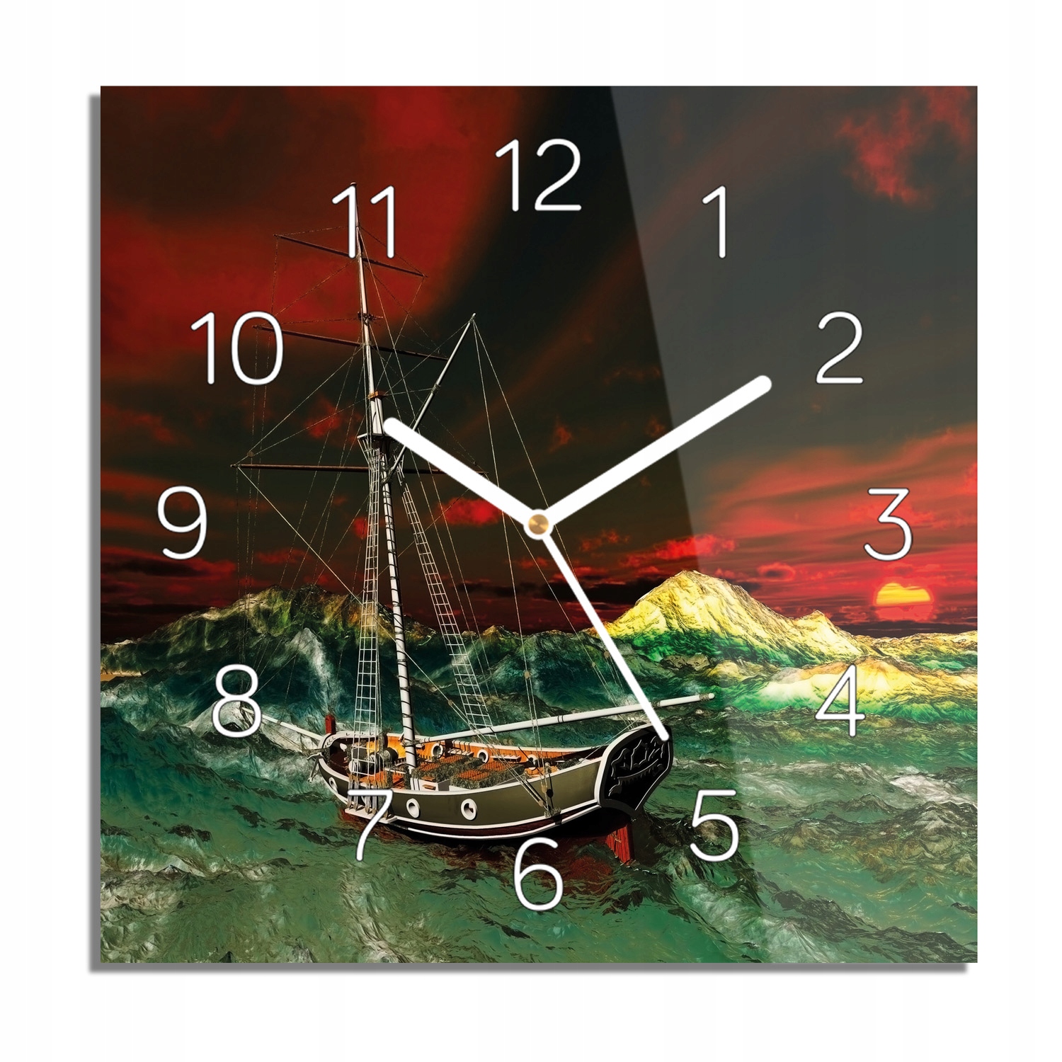

Statek pirat burza zegar na szkle z foto 30x30