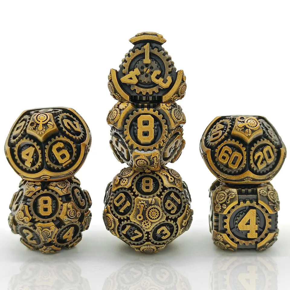 MECHANICZNE SERCE ZESTAW 7 METALOWYCH KOŚCI RPG