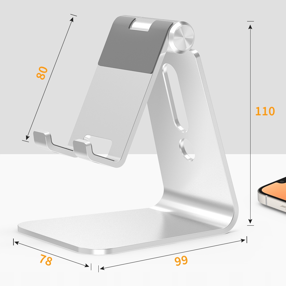 ALUMINIOWA PODSTAWKA POD TELEFON BIURKOWY REGULOWANY STOJAK UCHWYT SREBRNY Stan opakowania oryginalne