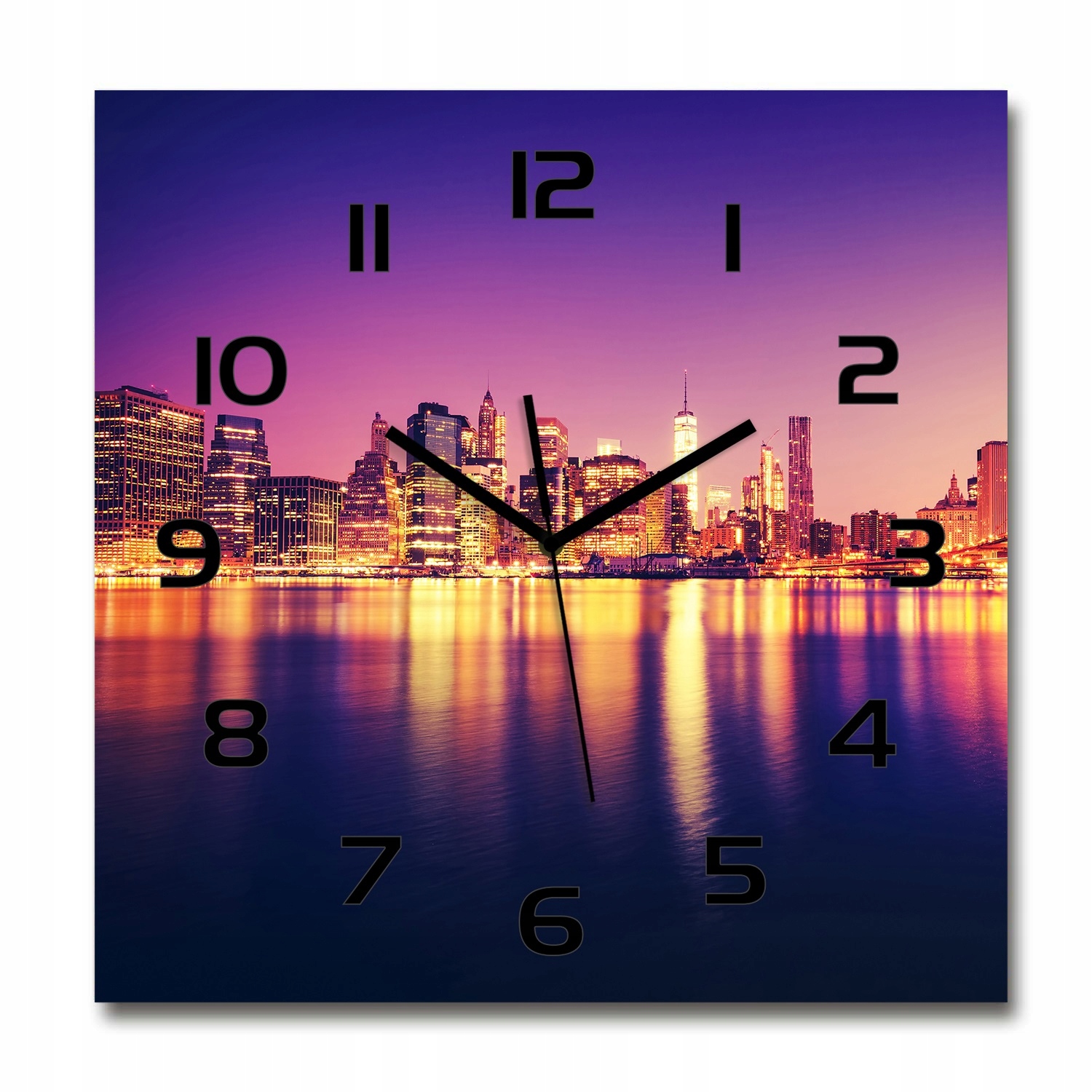 Tichý sklenený hodinový strojček Manhattan New York 60x60 cm