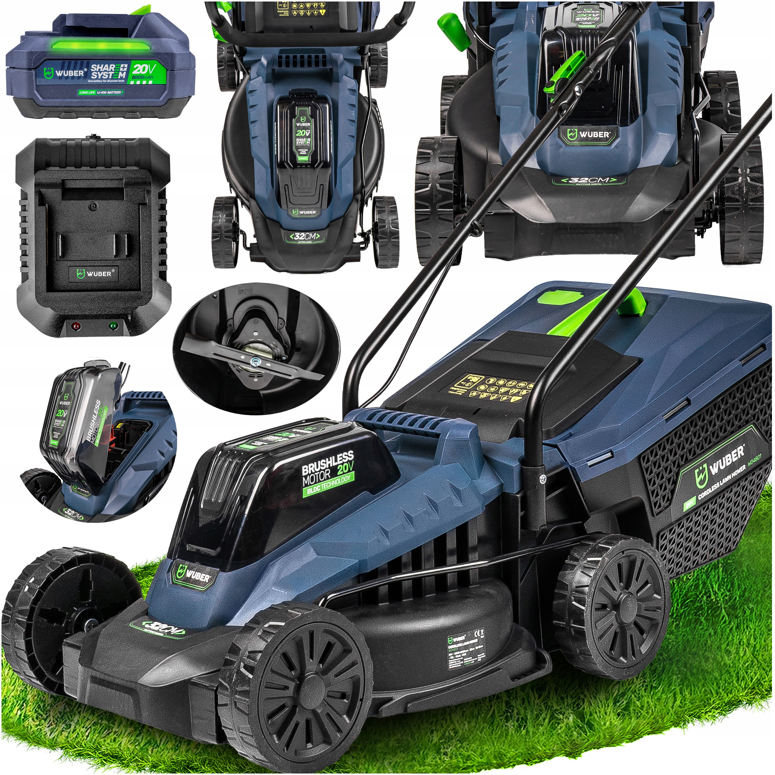 Kosiarka Akumulatorowa Bezszczotkowa Do Trawy Aku 6.0AH Solidna Mocna Wuber