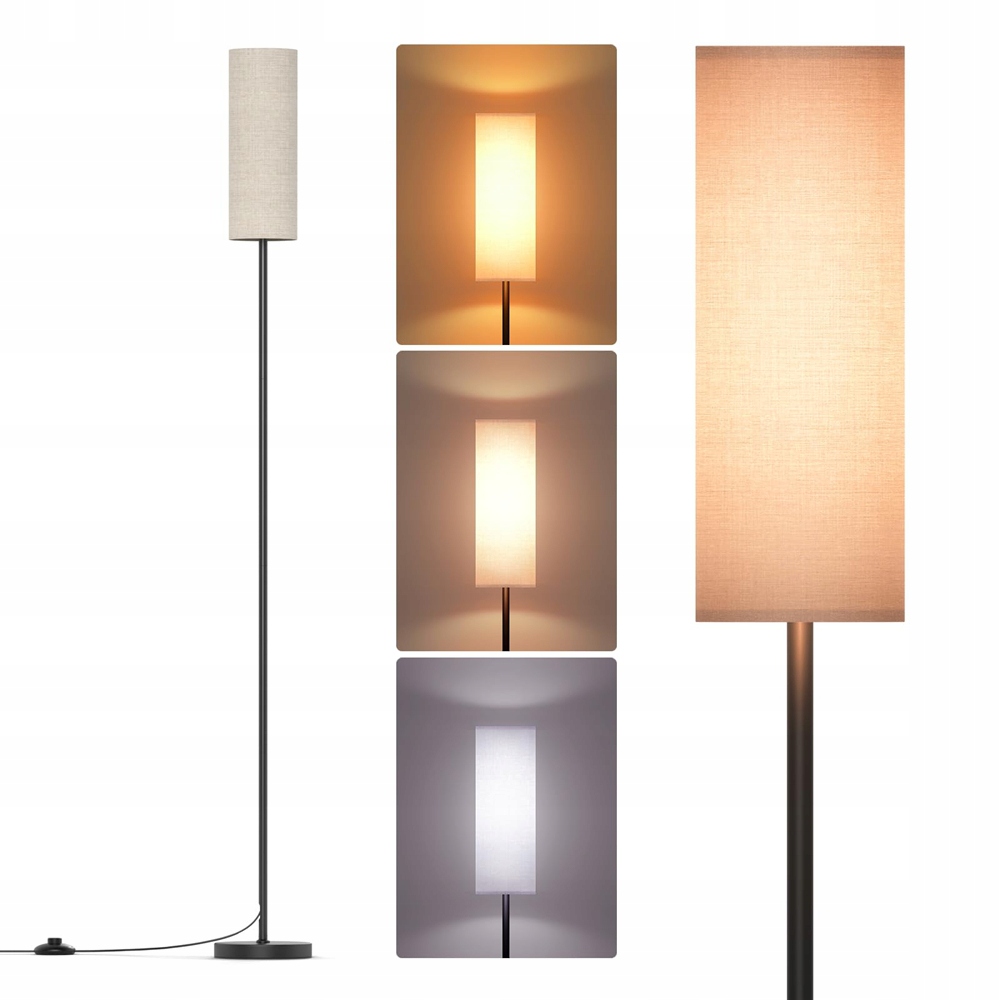 NOWOCZESNA LAMPA STOJĄCA PODŁOGOWA LNIANY ABAŻUR Z ŻARÓWKĘ E27 164CM EAN (GTIN) 0610446385014