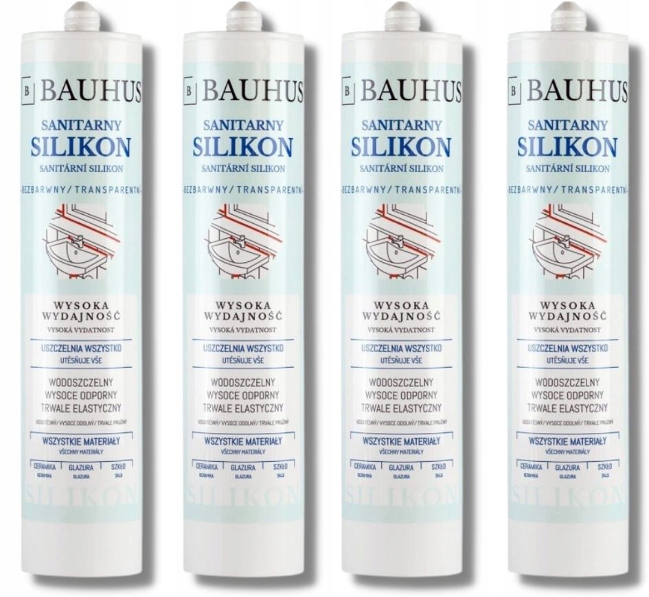 

Zestaw 4x Silikon sanitarny bezbarwny Bauhus