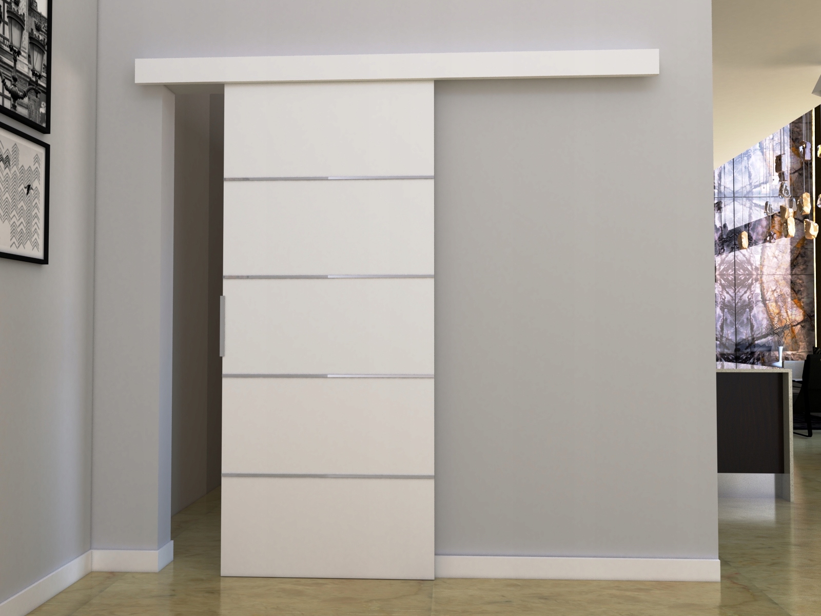 Drzwi przesuwne B80 86x205 BIAŁE