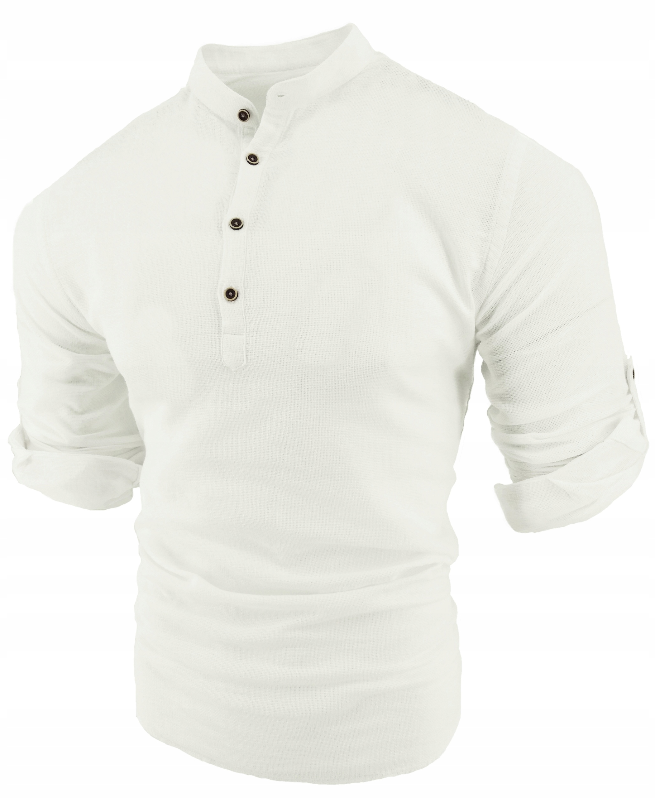 KOSZULA MĘSKA STÓJKA BIAŁA NA 3 GUZIKI XL