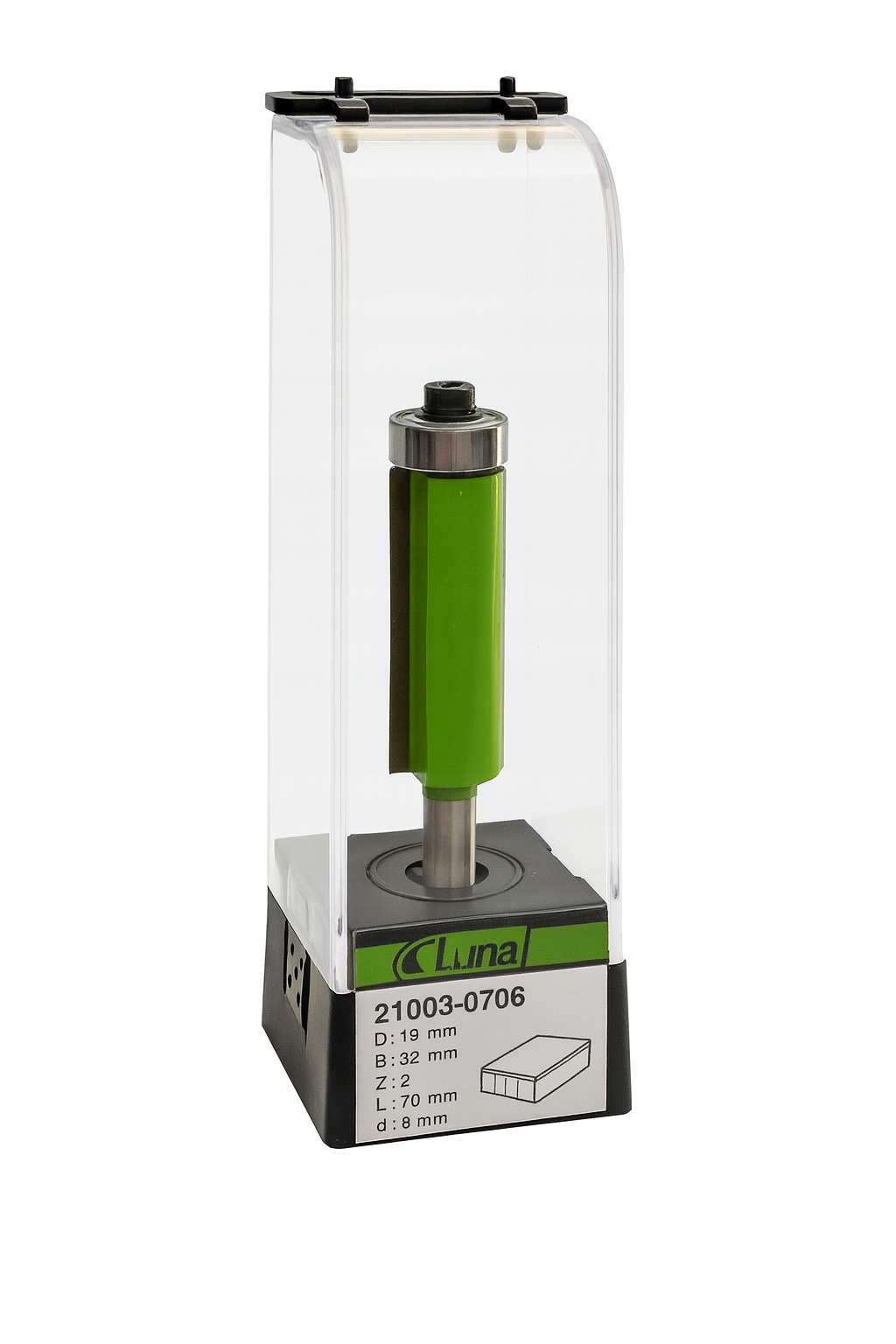 Okrajová fréza 19 mm H32 mm délka 70 mm stopka 8 mm s ložiskem Luna