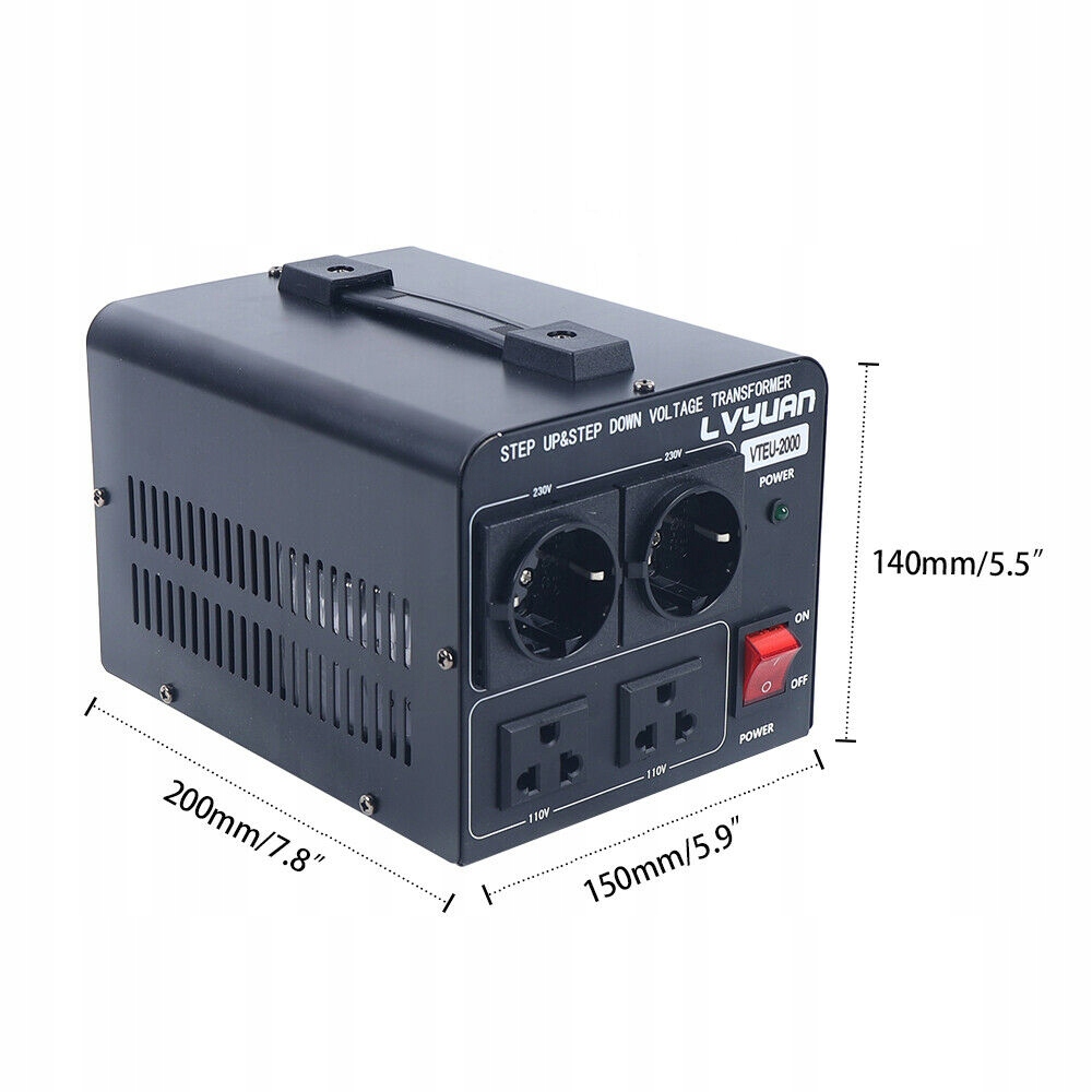 2000W Transformator napięcia 230V na 110V Kod producenta Transformator konwersji napięcia 2000 W