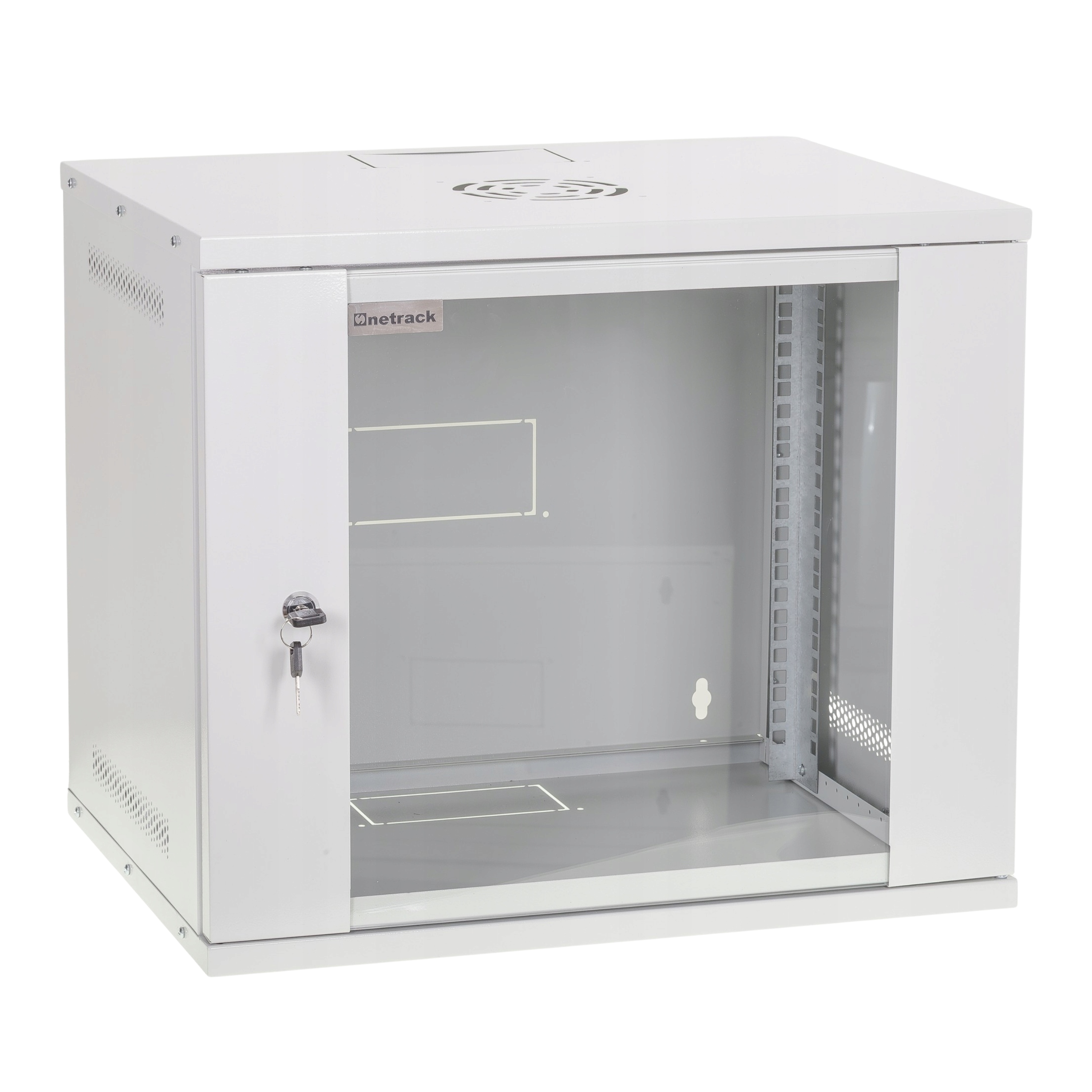 Szafa wisząca RACK 19” 9U, 400mm, Netrack ECO-Line, szara, drzwi przeszklon