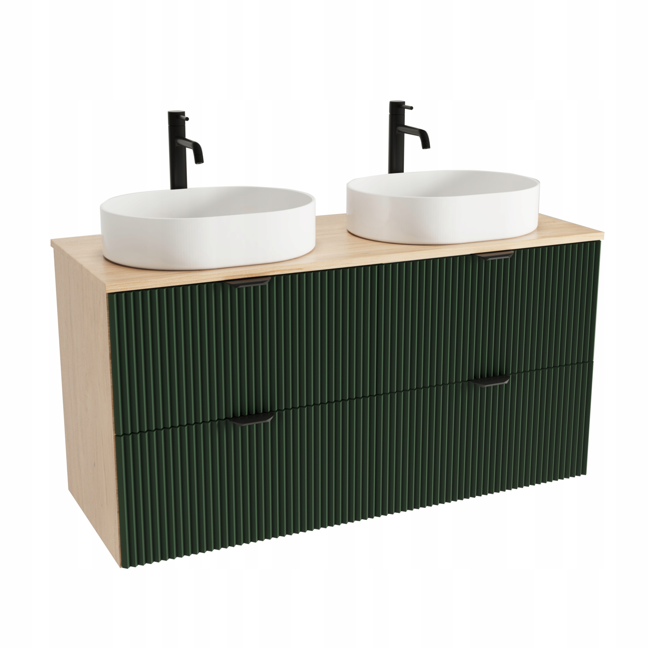 Koupelnová sada: Skříňka 120 cm, 4 zásuvky, šalvějová/ořechová deska Willy