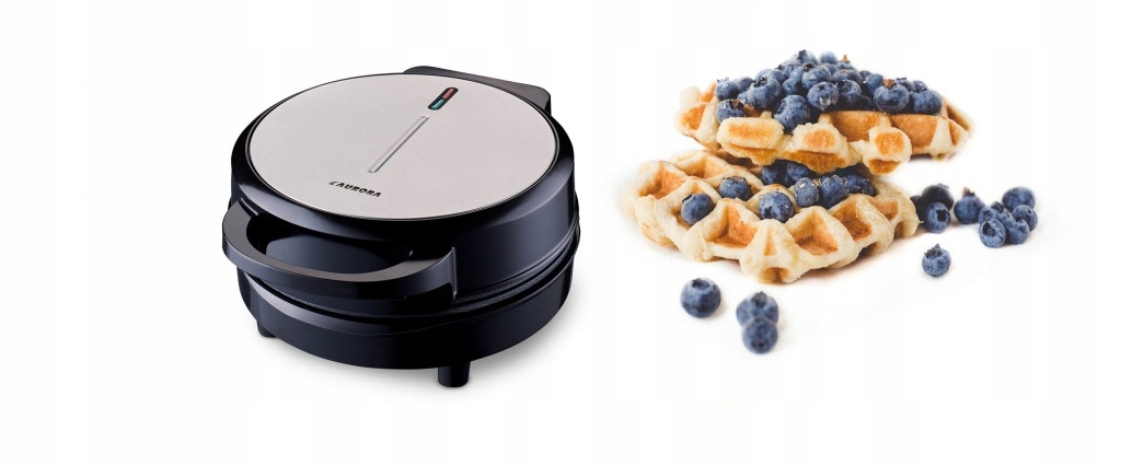 Gofrownica 1000W mocna okrągła mała czarna elegancka Marka Aurora