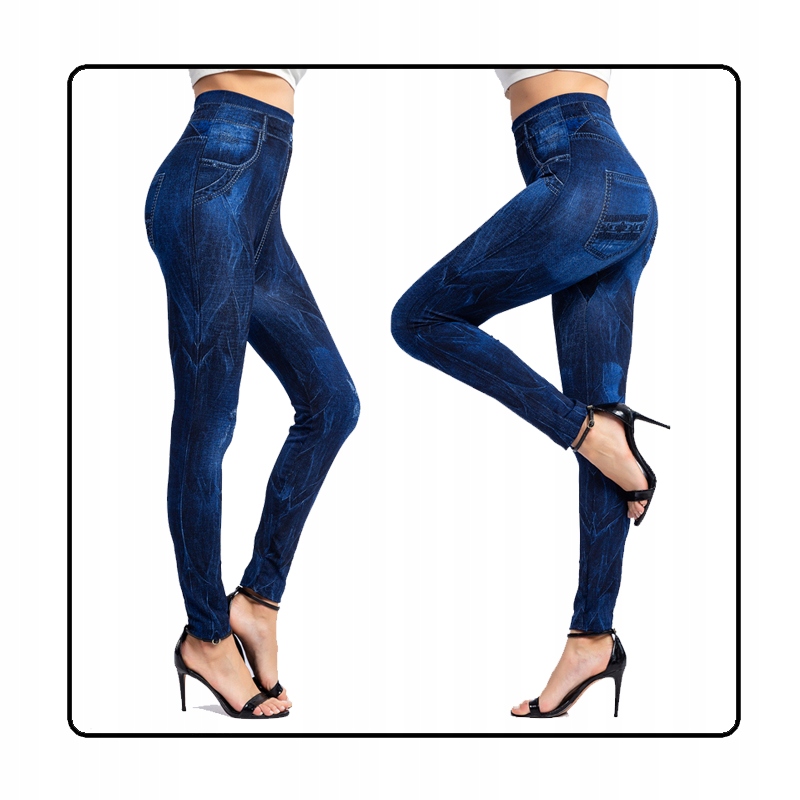 

Legginsy imitacja jeans gniecione wysoki stan L