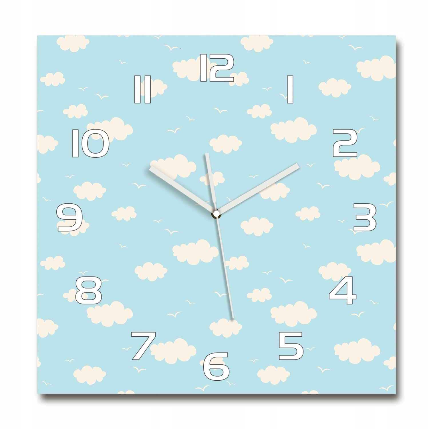 

Szklany duży zegar z piękną grafiką Chmurki 60x60