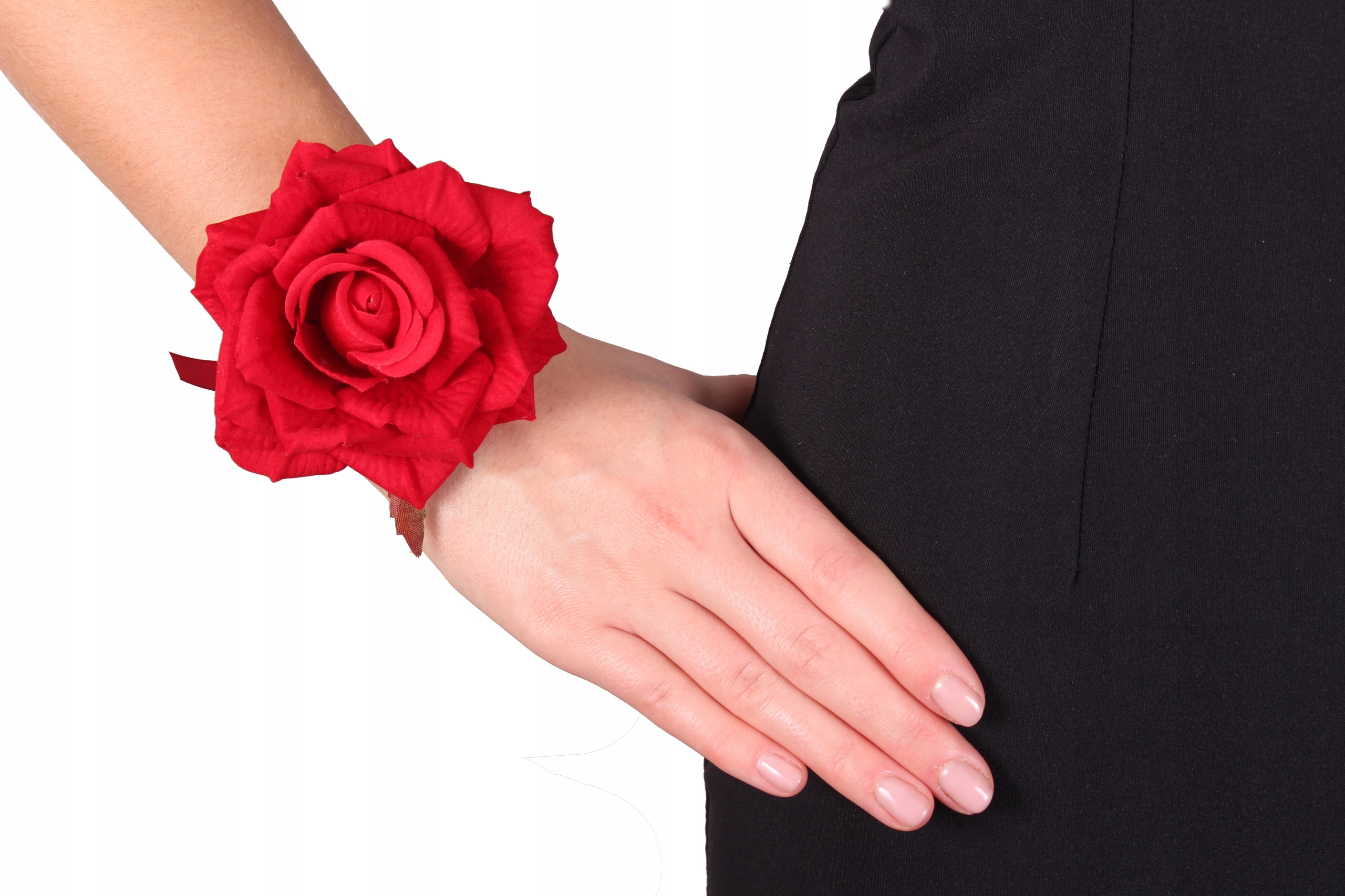 Kotylion przypinka róża welur czerwona studniówka Marka inny