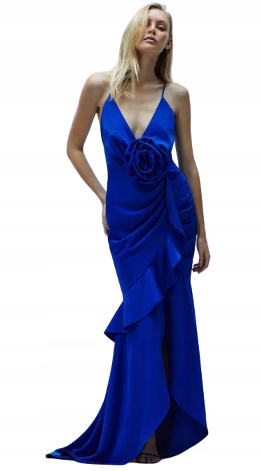 Coast Tmavě Modrá Šaty S Volánky A Květinovou Aplikací 44 Hkl