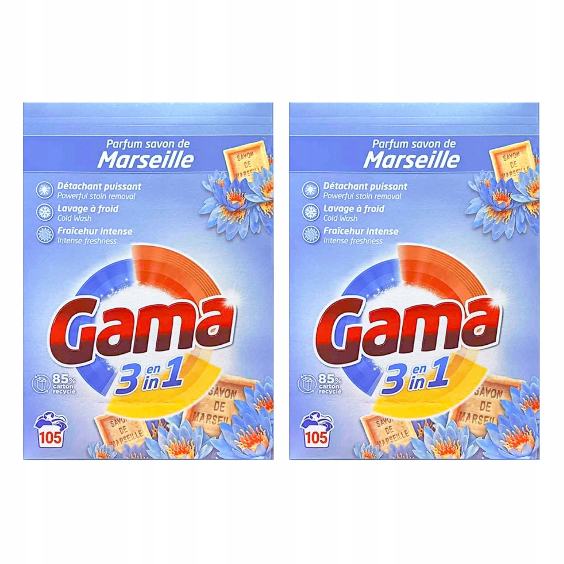 Levně 2x Univerzální prací prášek Gama Marseille 105 dam 5,775 kg