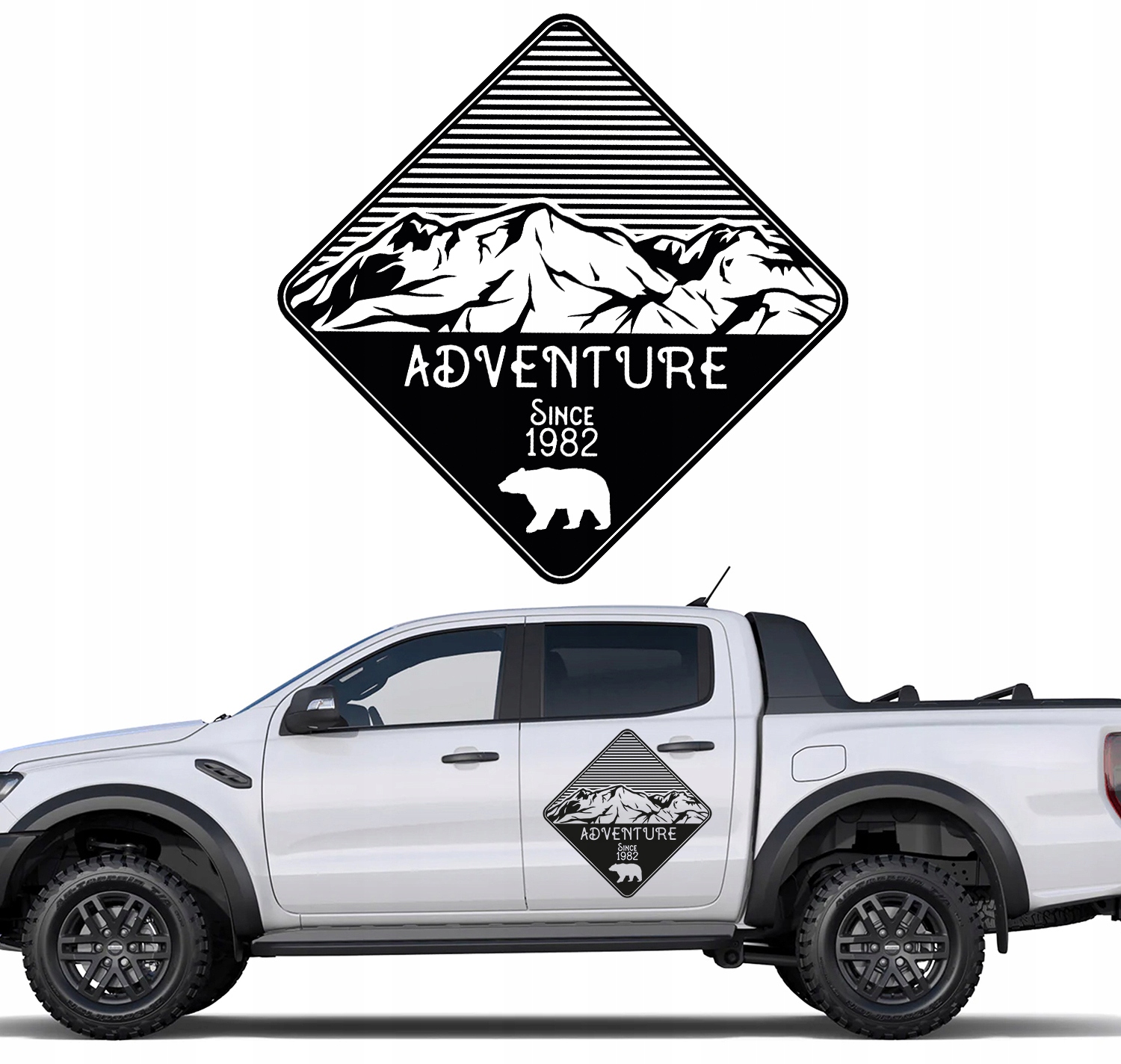 Samolepka Grafika na karavanové auto Adventure Hory Medvěd Bear 81x81