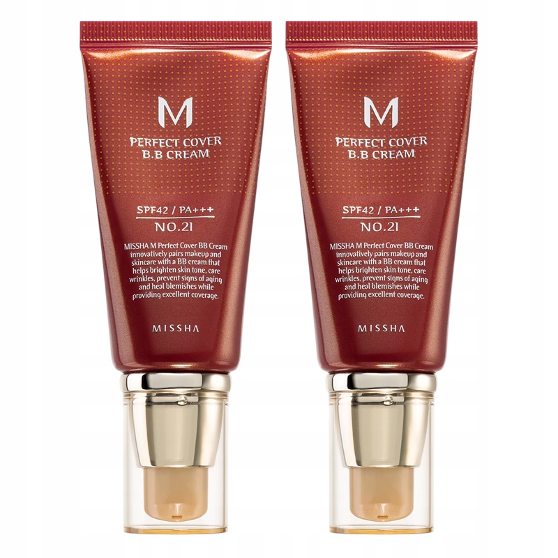 2x Krem Bb do Twarzy Missha Perfect Cover #21 Light Beige SPF42 50ml