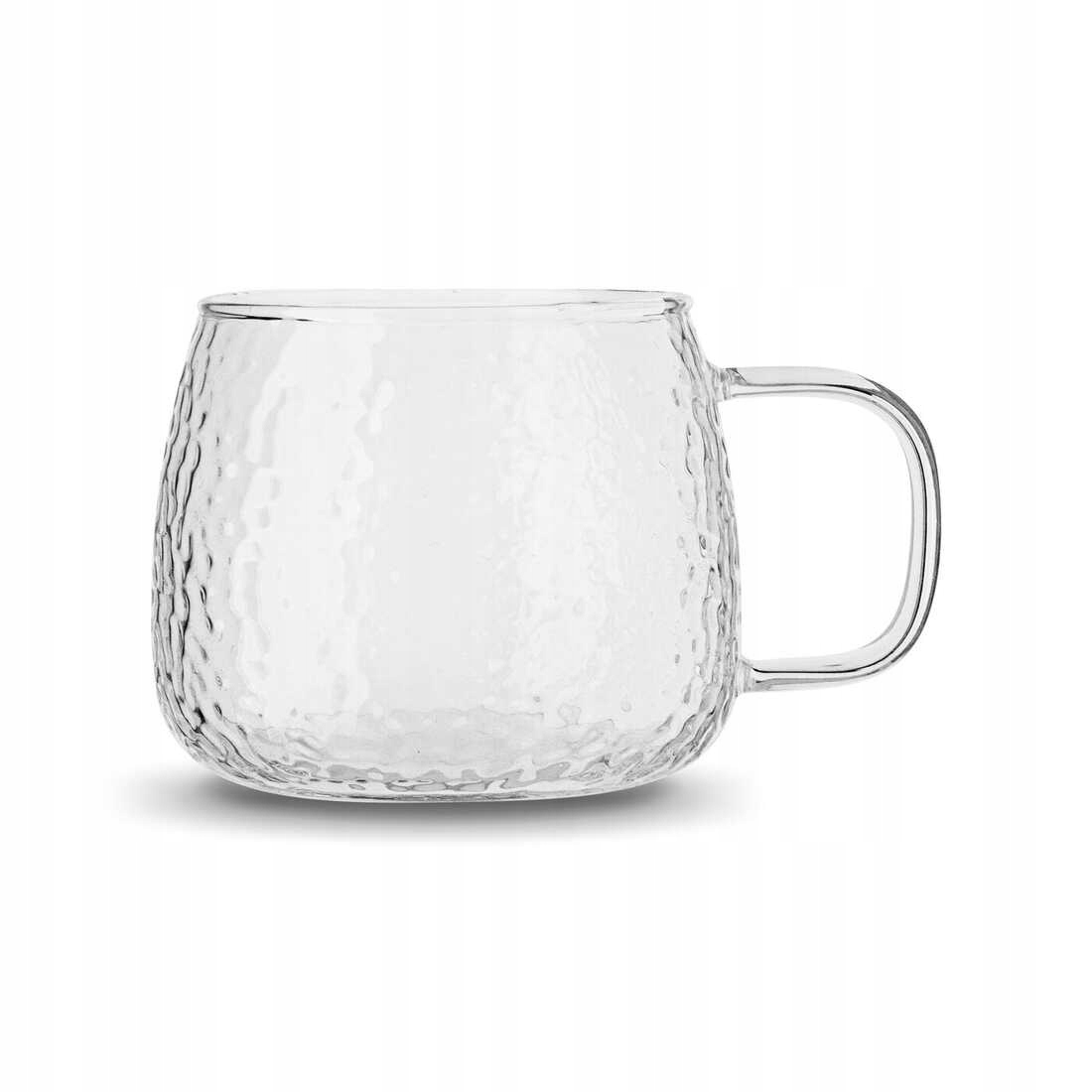 SZKLANKA ŻAROODPORNA TŁOCZONA DUŻA DO KAWY HERBATY Z UCHEM RESIS 500 ml