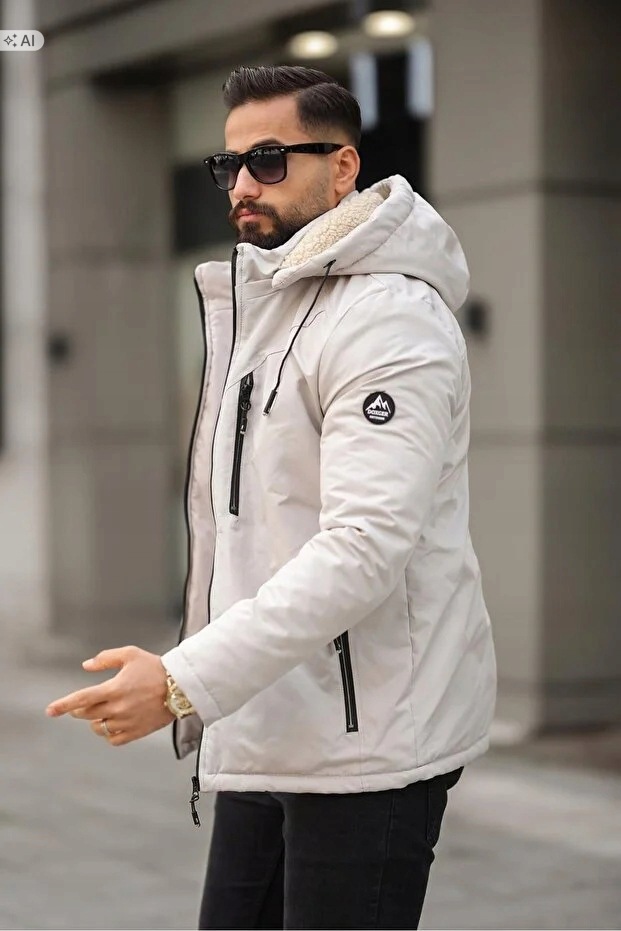 Pánská Teplá Bunda S Kapucí Ve Sportovním Stylu L 5IA