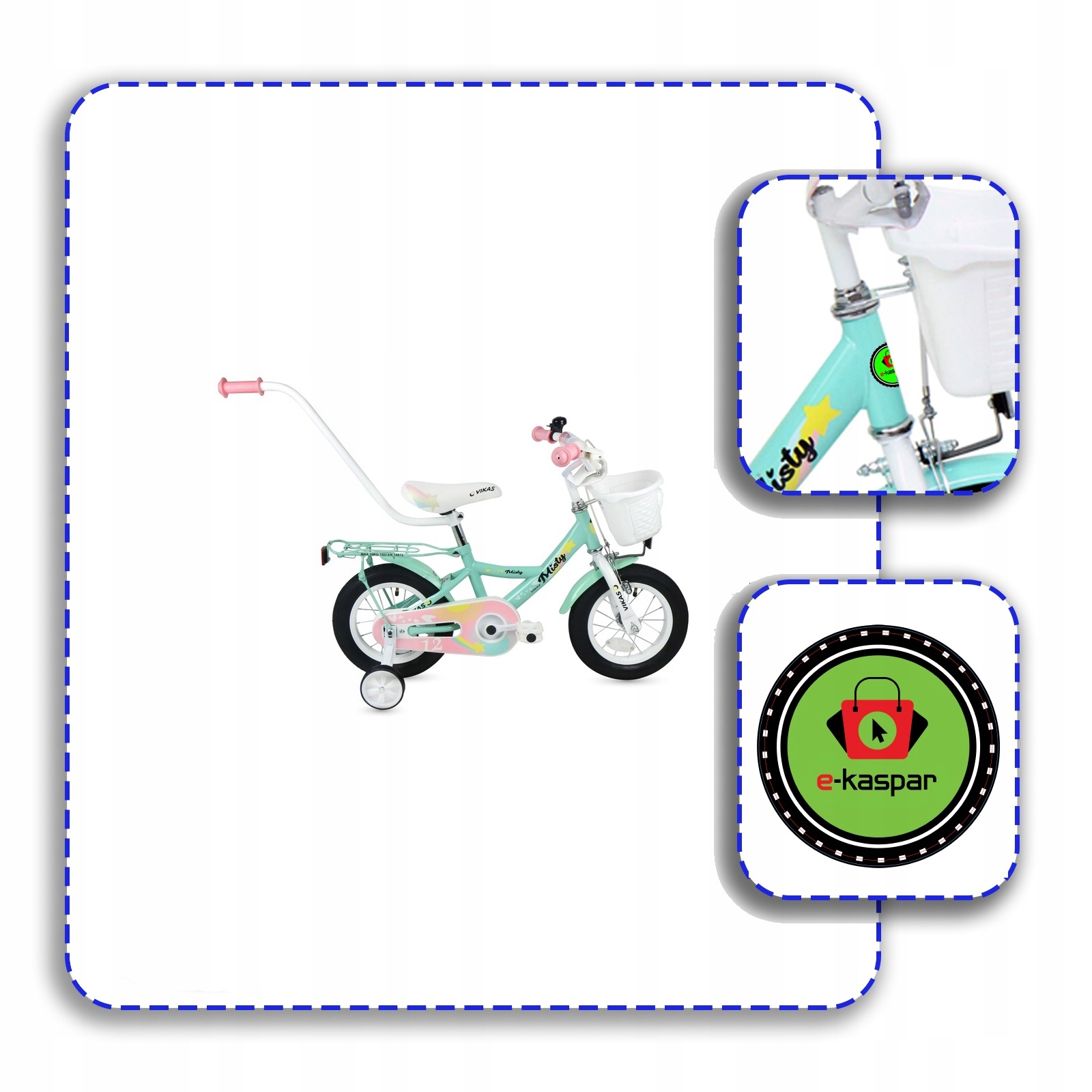 ROWER DZIECIĘCY ROWEREK 12 cali DLA DZIEWCZYNKI KOSZYK + PROWADNIK GRATIS Model Misty 12