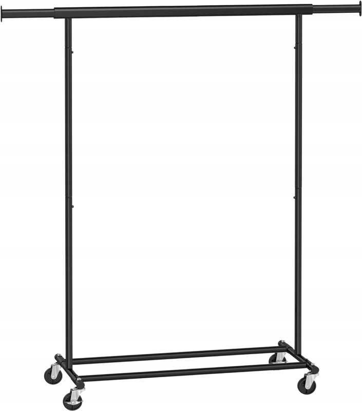 Stojan na oblečenie na kolieskach 92-132 x 45 x 160 cm, čierny